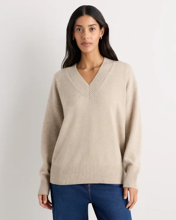 Mongolian Cashmere Oversized V-Neck Sweater