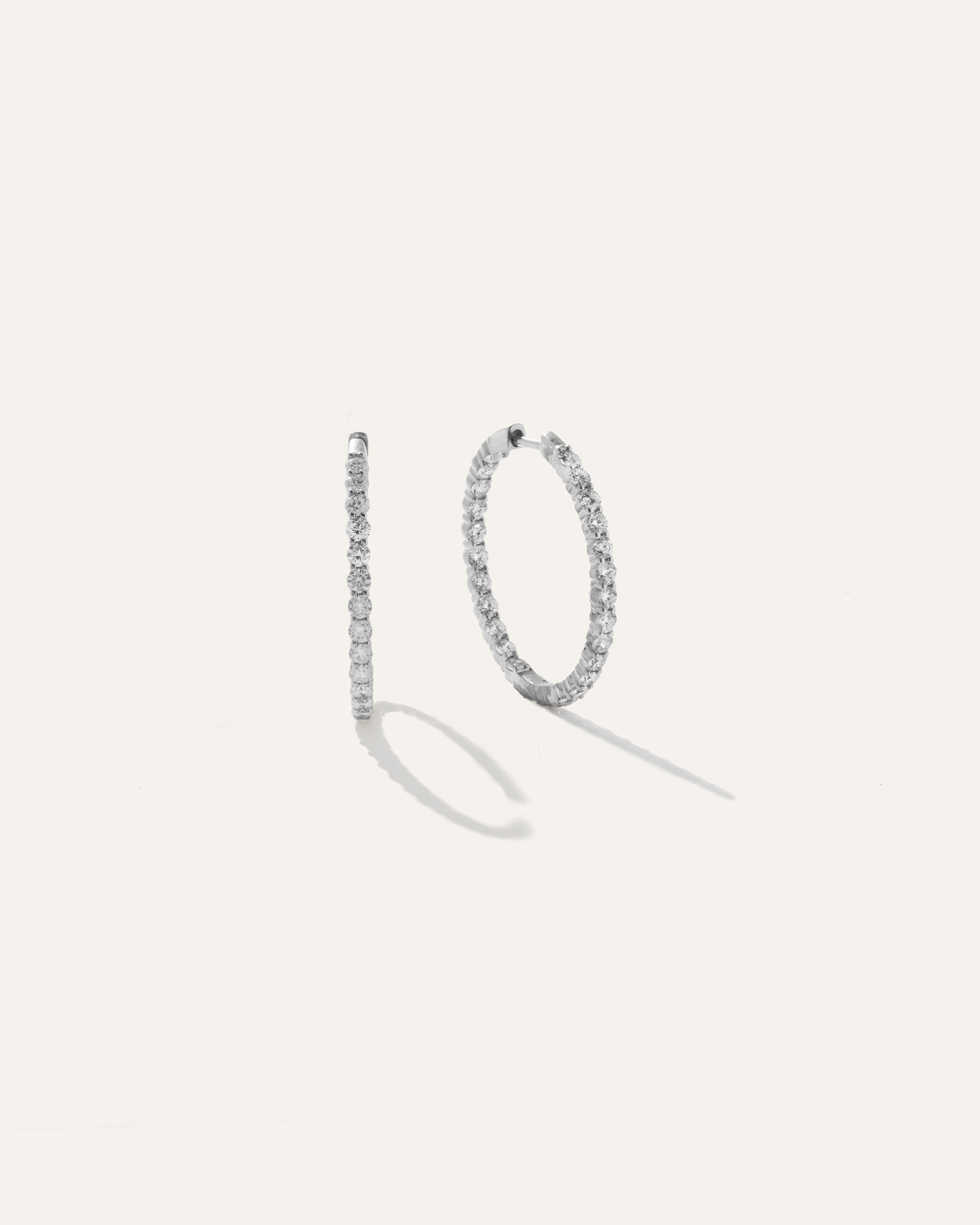 Shop Quince Women's 14k Gold Diamond Thin Shared Prong Eternity Hoop Earrings In White Gold