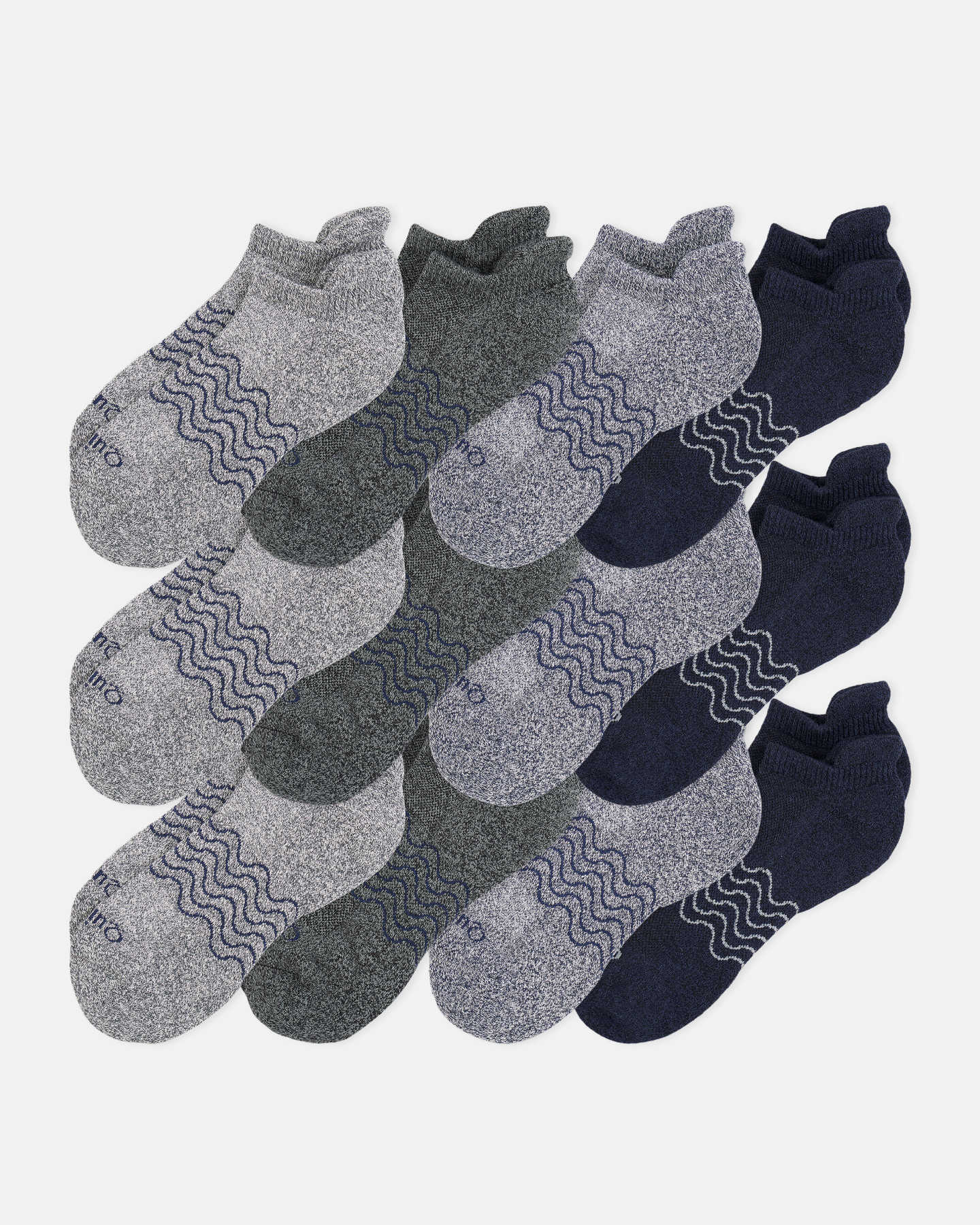 Organic Marl Ankle Socks (12-pack) - Navy Grey Mix