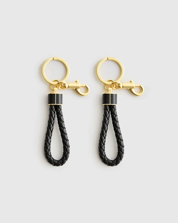 Italian Leather Braided Key Ring (2-Pack)