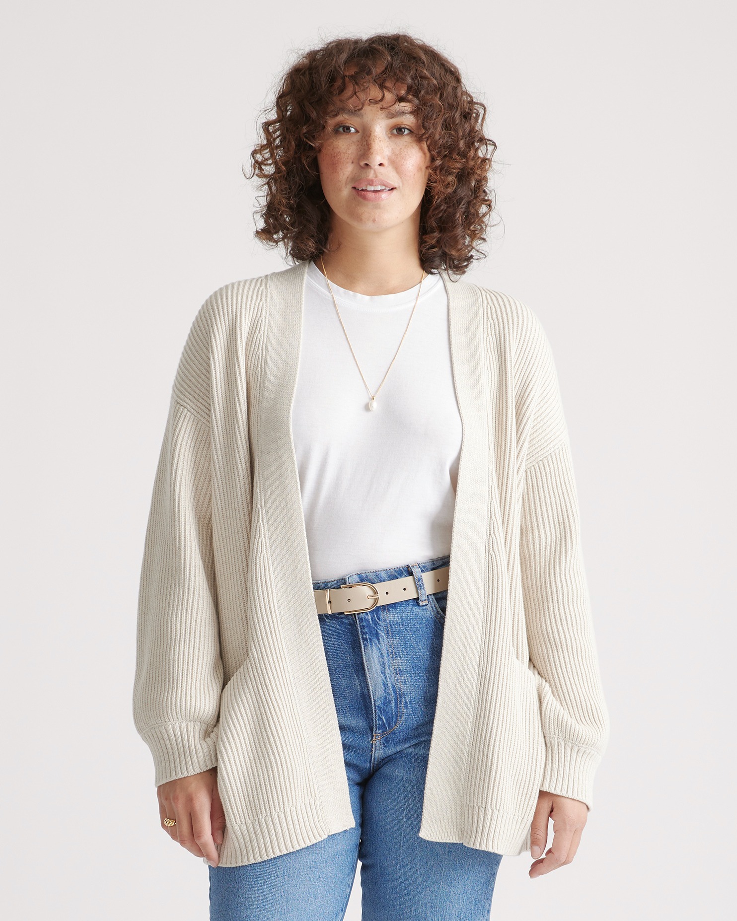 Women's Plus Size Organic Cotton-Linen Blend Cardigan