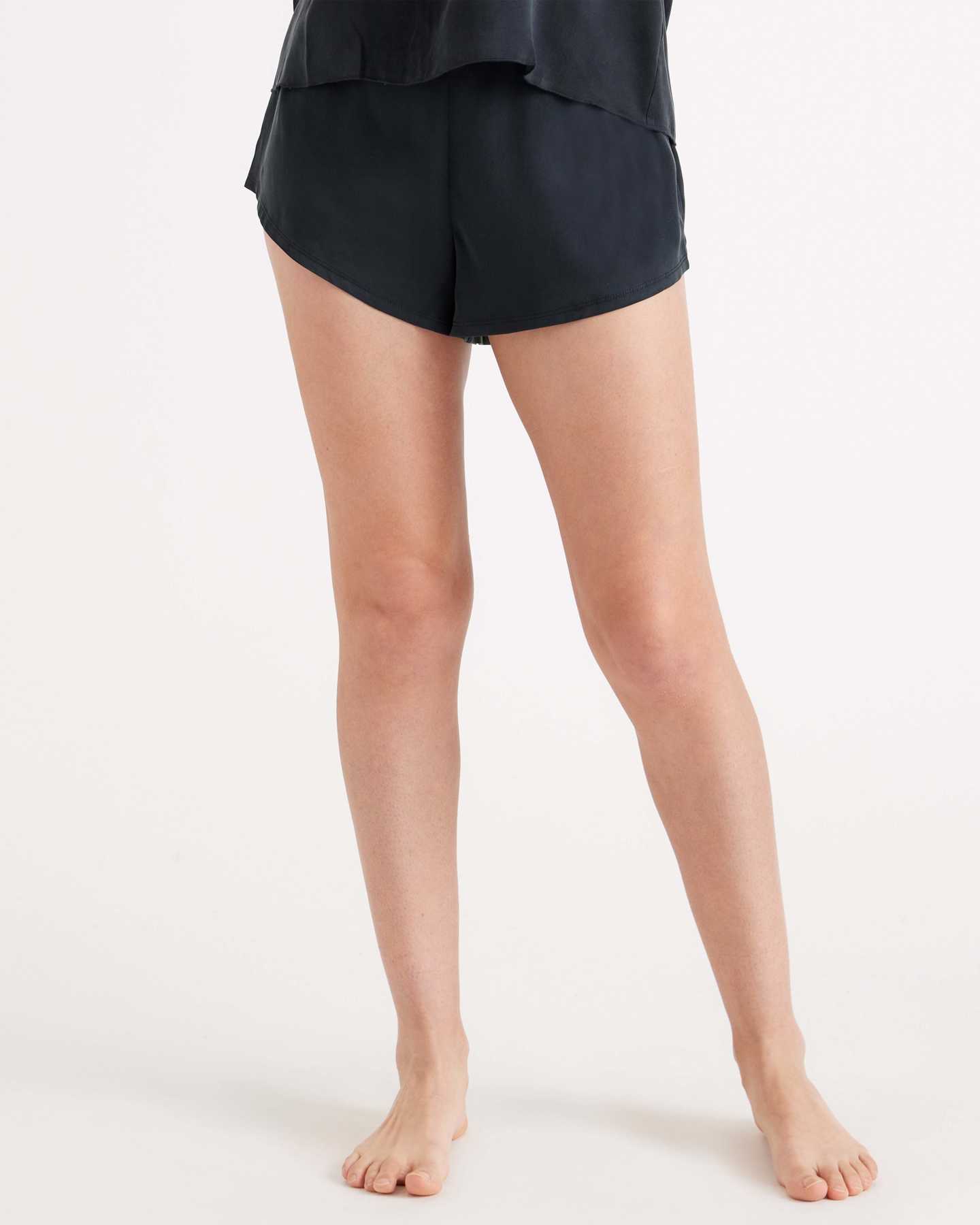 100% Washable Silk Pajama Shorts - Black - 1