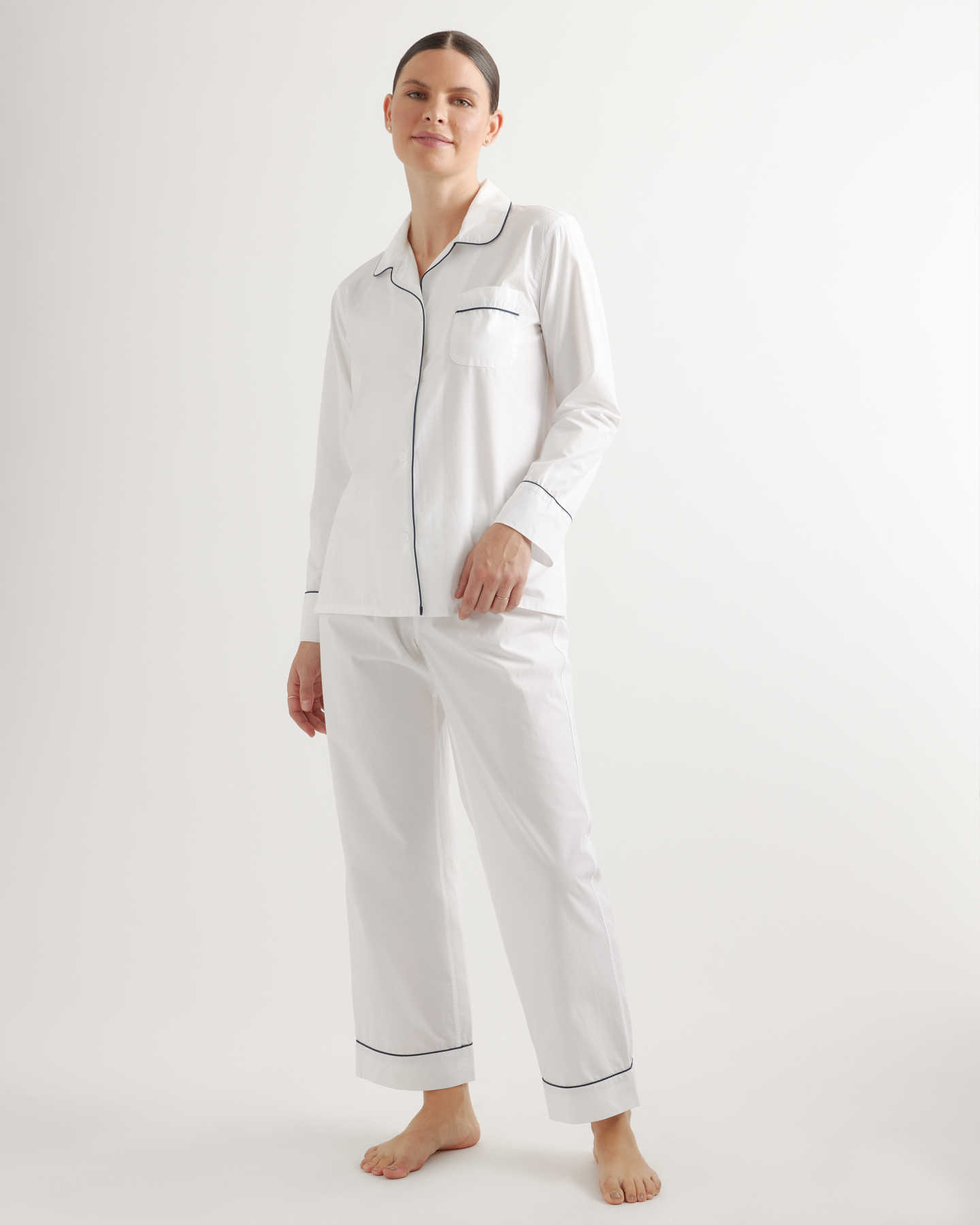100% Cotton Pajama Set - White