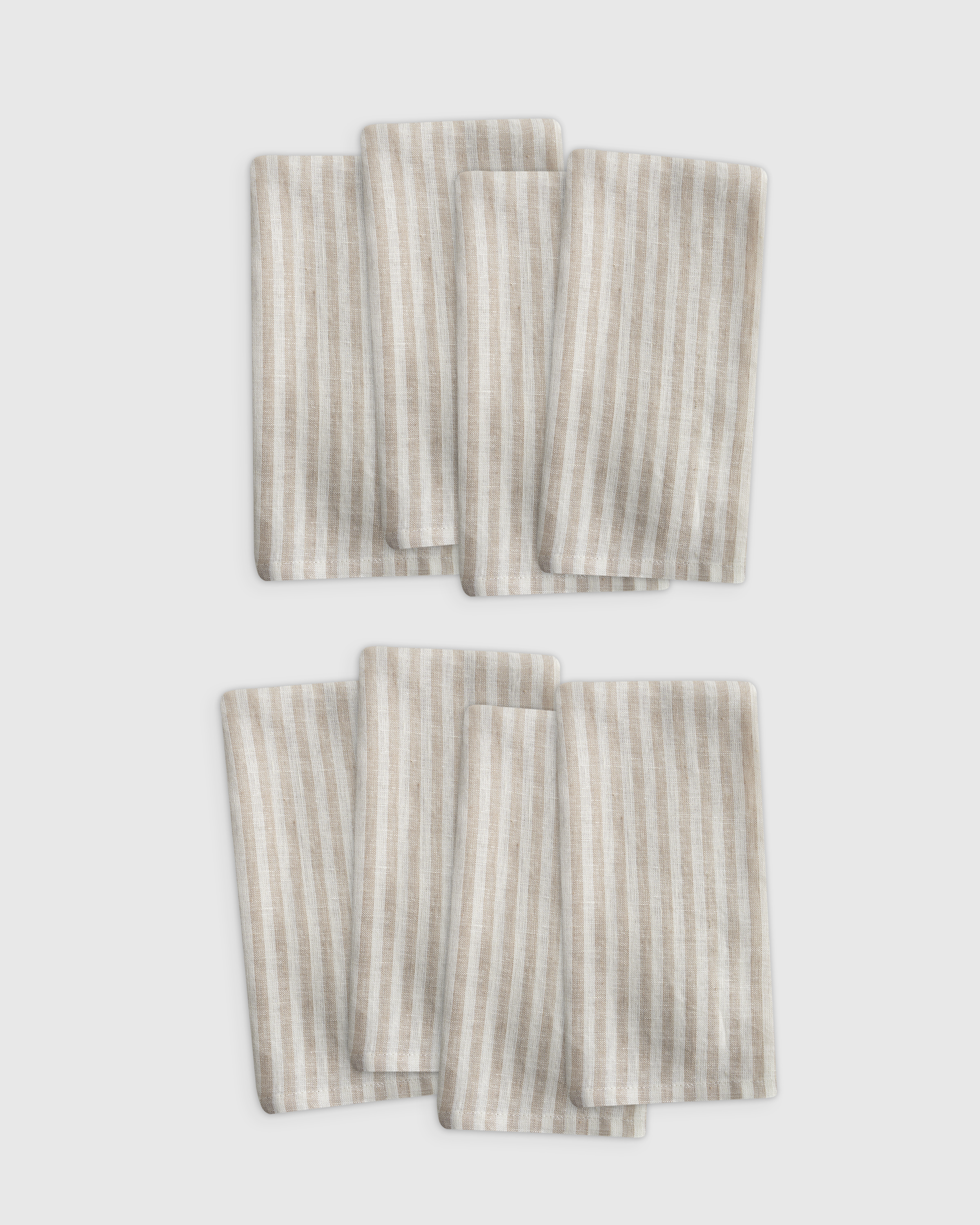 European Linen Stripe Napkins (Set of 8) in Natural/White Stripe