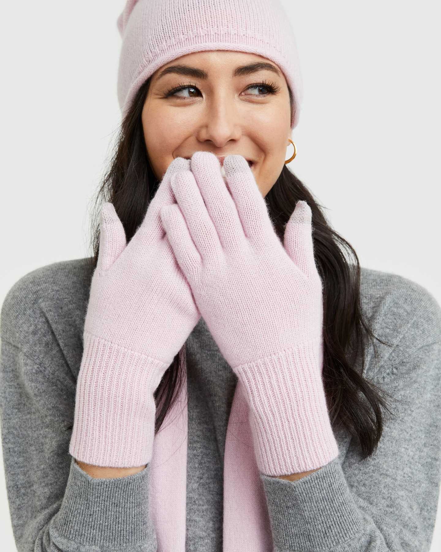 Mongolian Cashmere Gloves - Pink - 1