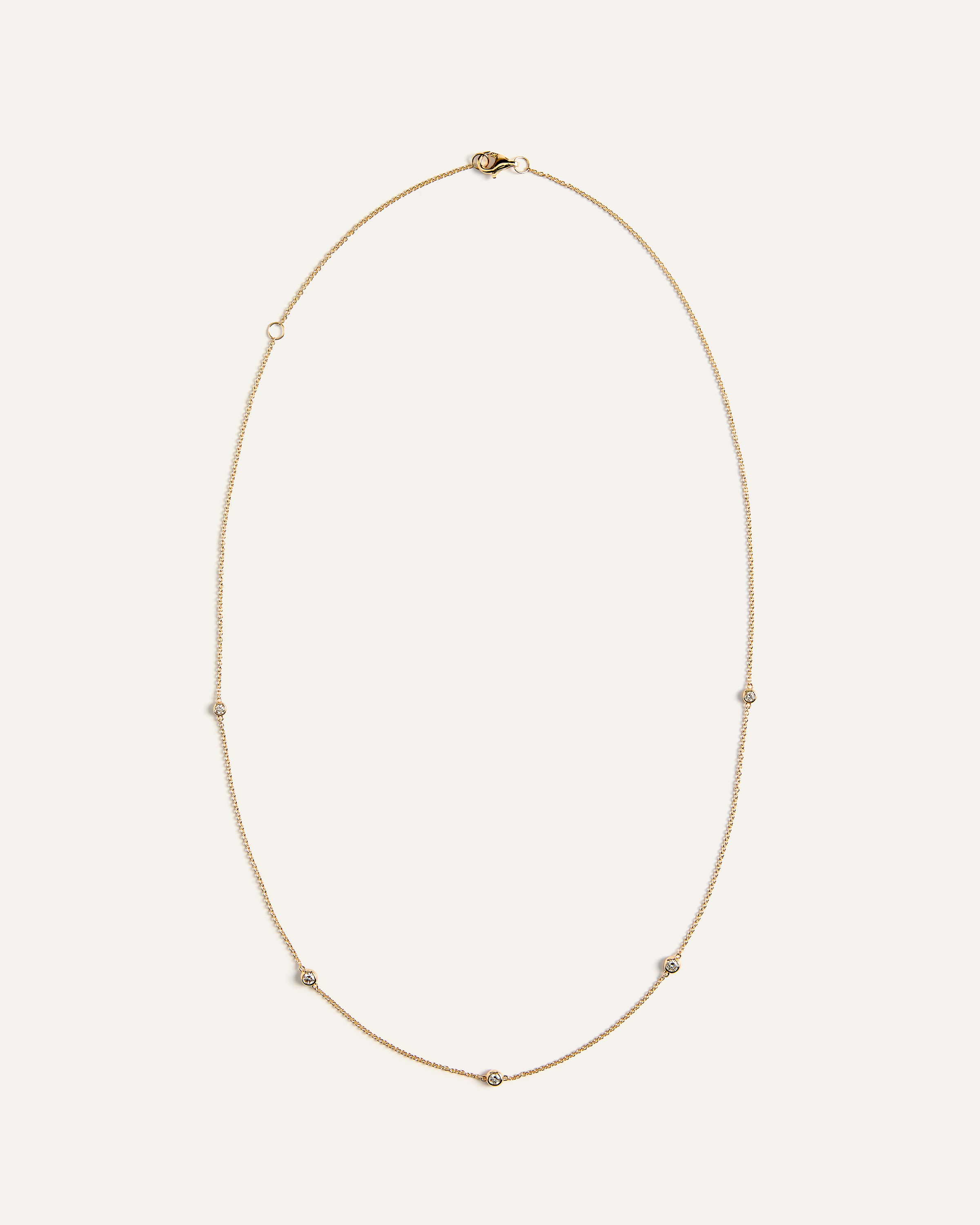 14K Gold Diamond Bezel Station Necklace