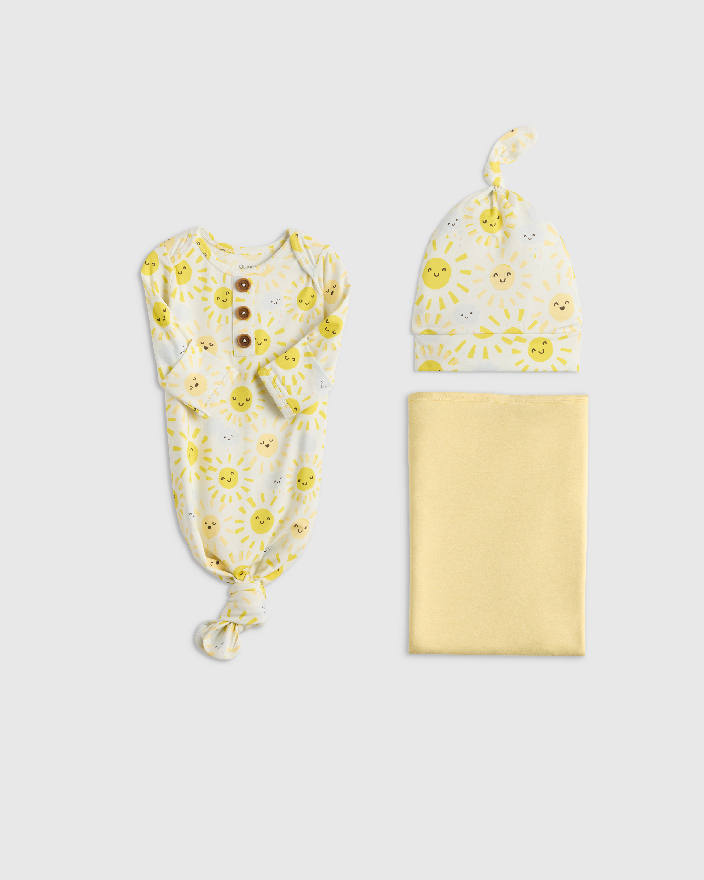 Bamboo Gown, Hat & Swaddle Layette Set