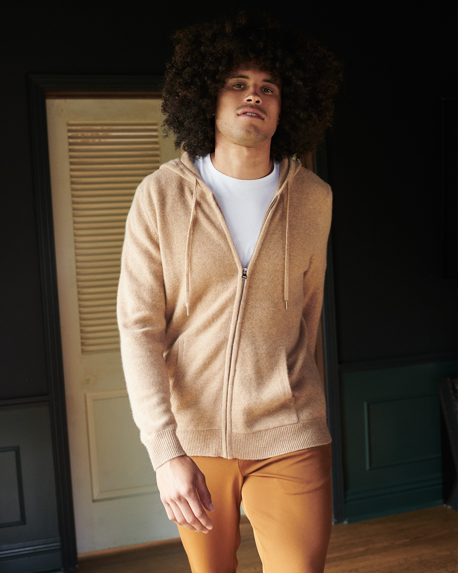 cashmere zipper hoodie