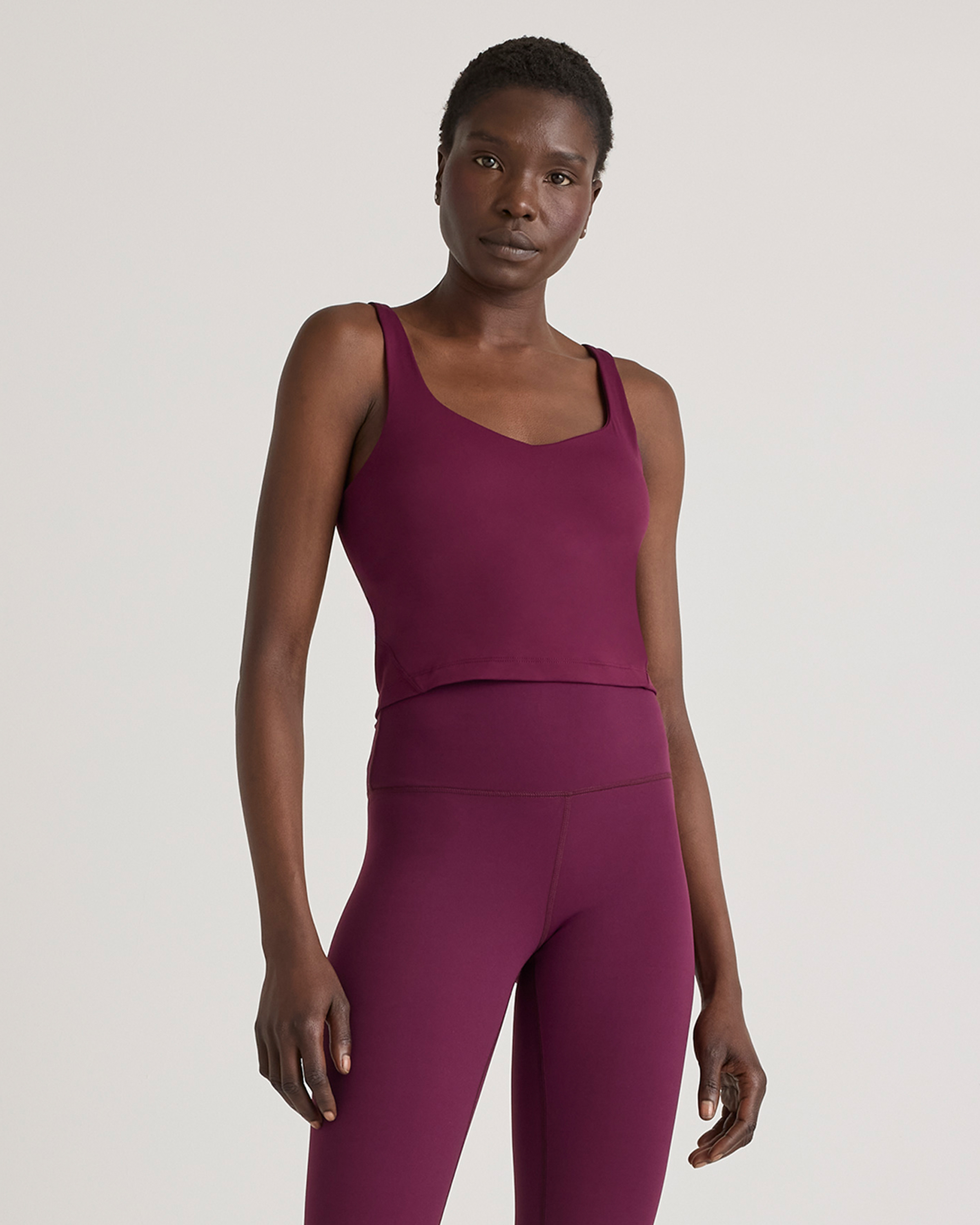 Shop Quince Women's Ultra-form V-neck Cropped Tank Top In Plum