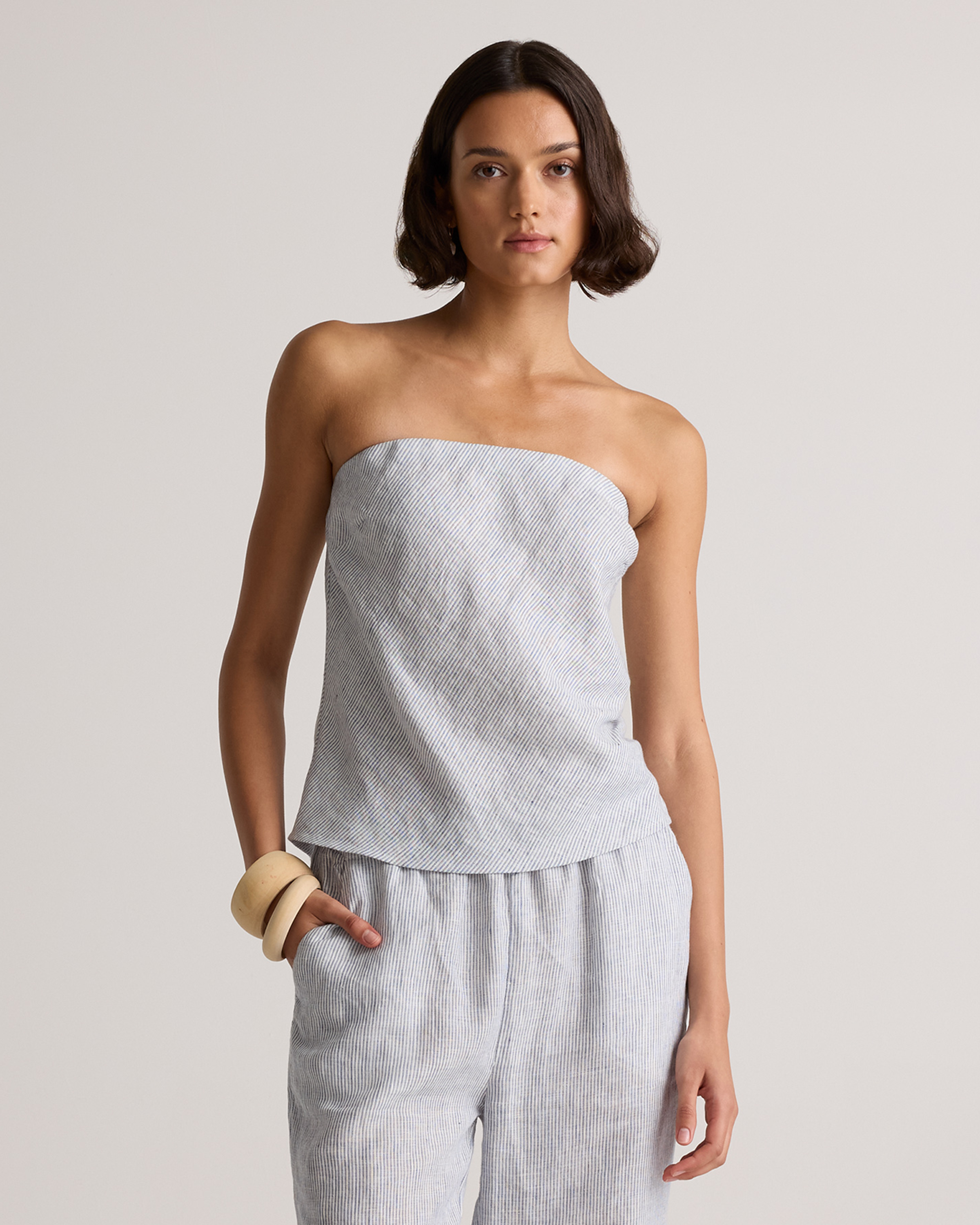 100% European Linen Strapless Top
