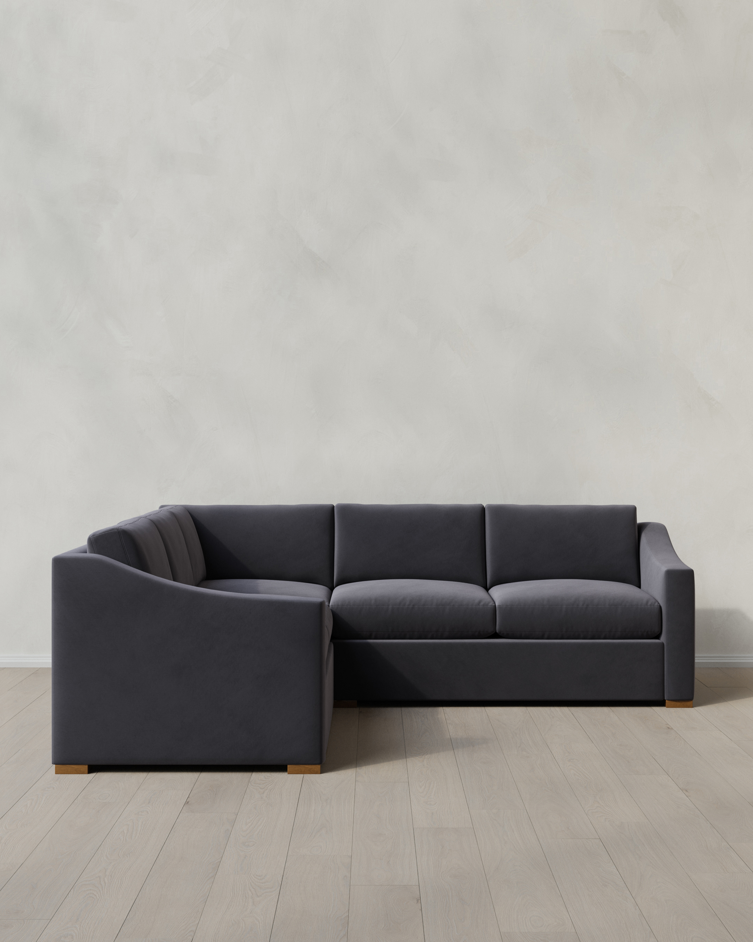 Hollis Slope Arm L Sectional in Performance Velvet