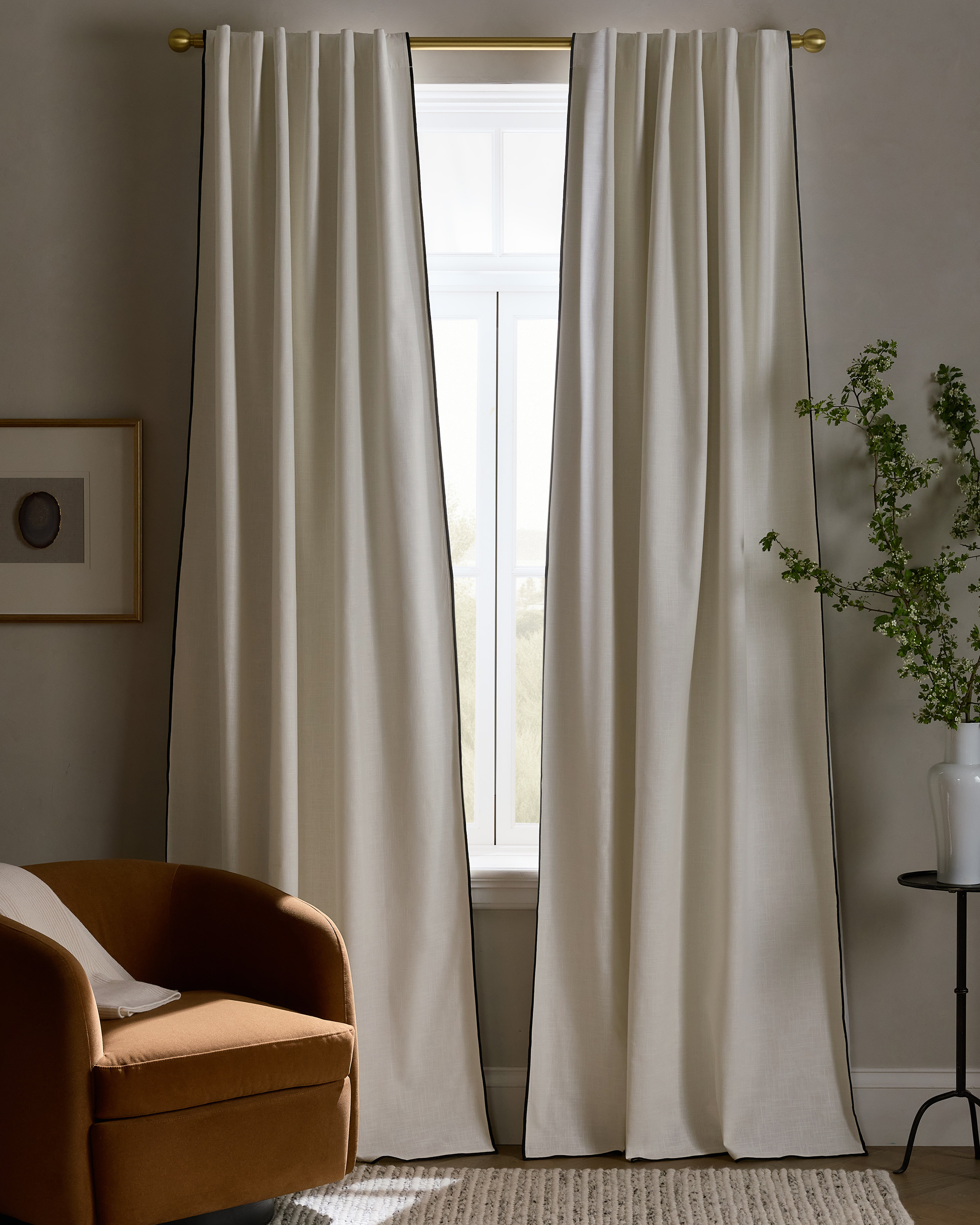 Piped Edge Cotton True Blackout Curtain by Quince