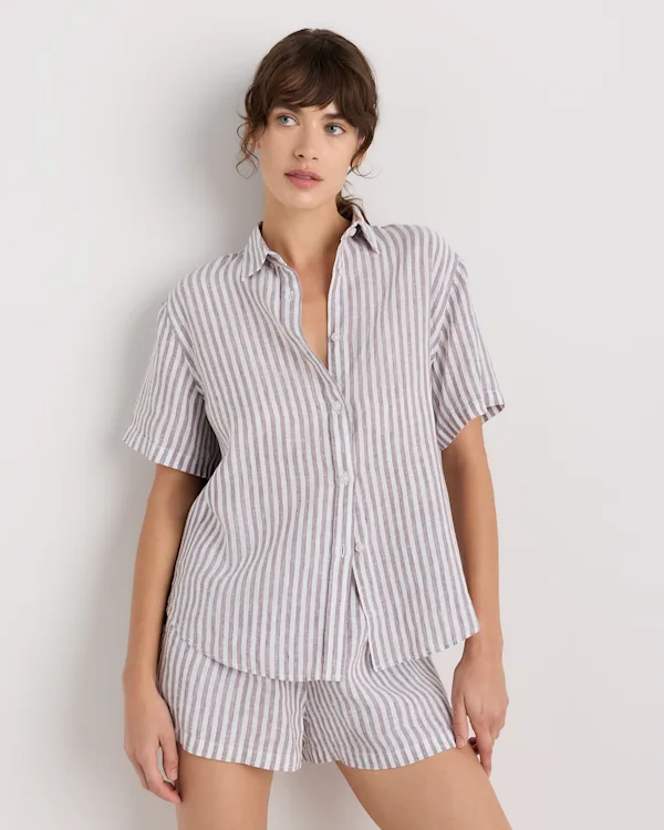 100% European Linen Shorts Pajama Set