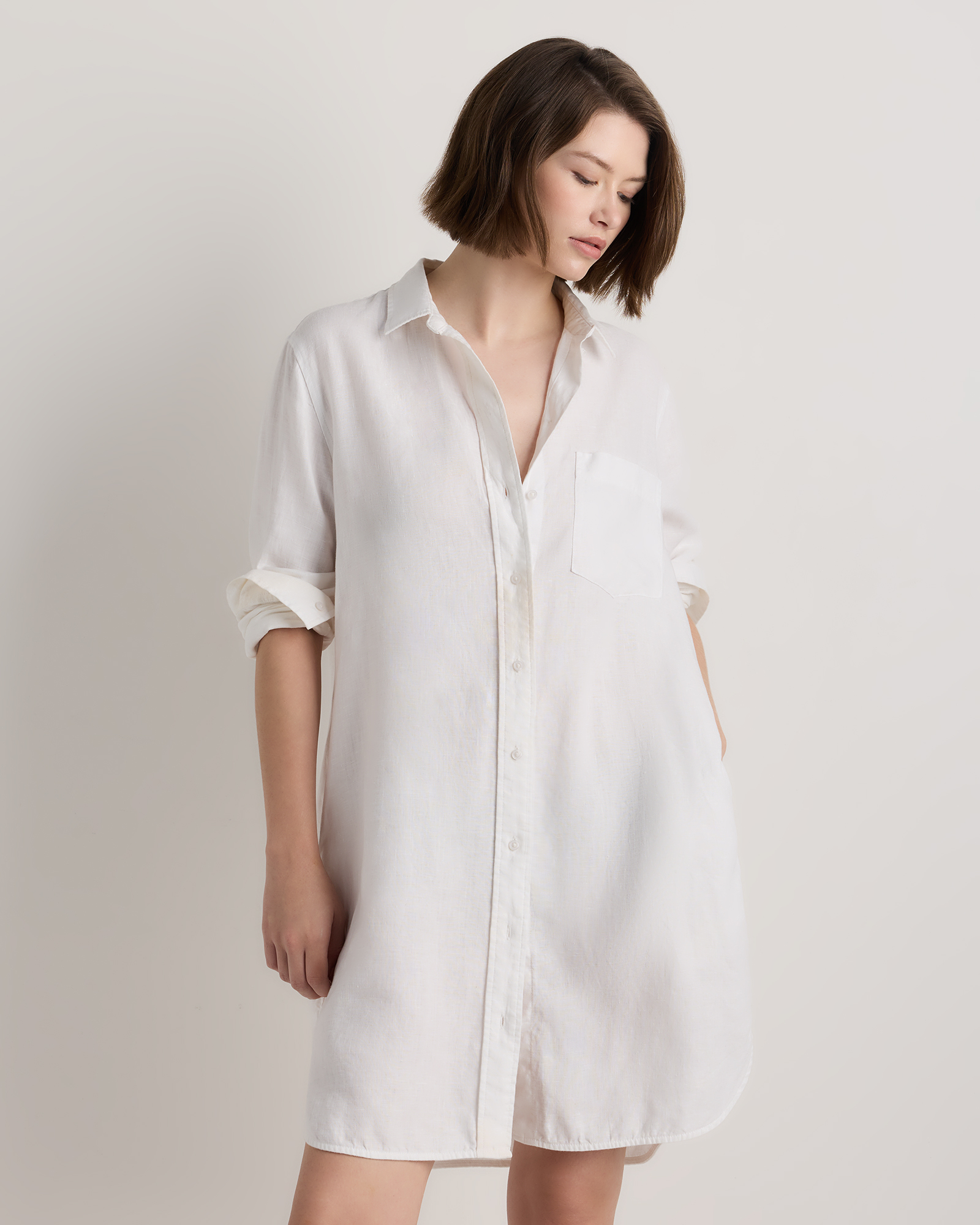 100% European Linen Shirt Dress