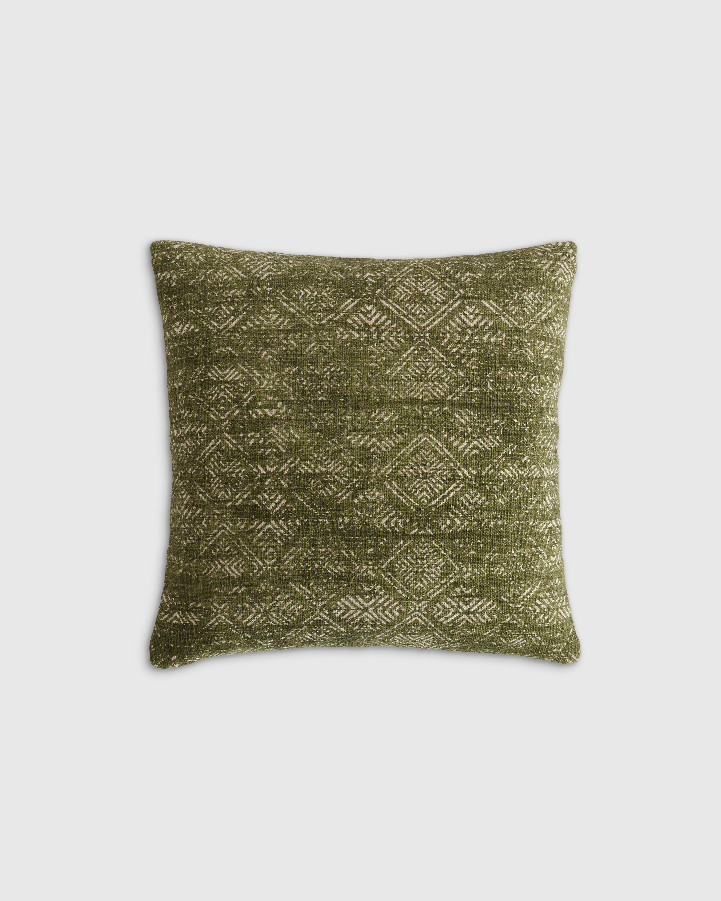 Quince Printed Linen Geo Pillow Cover In Olive