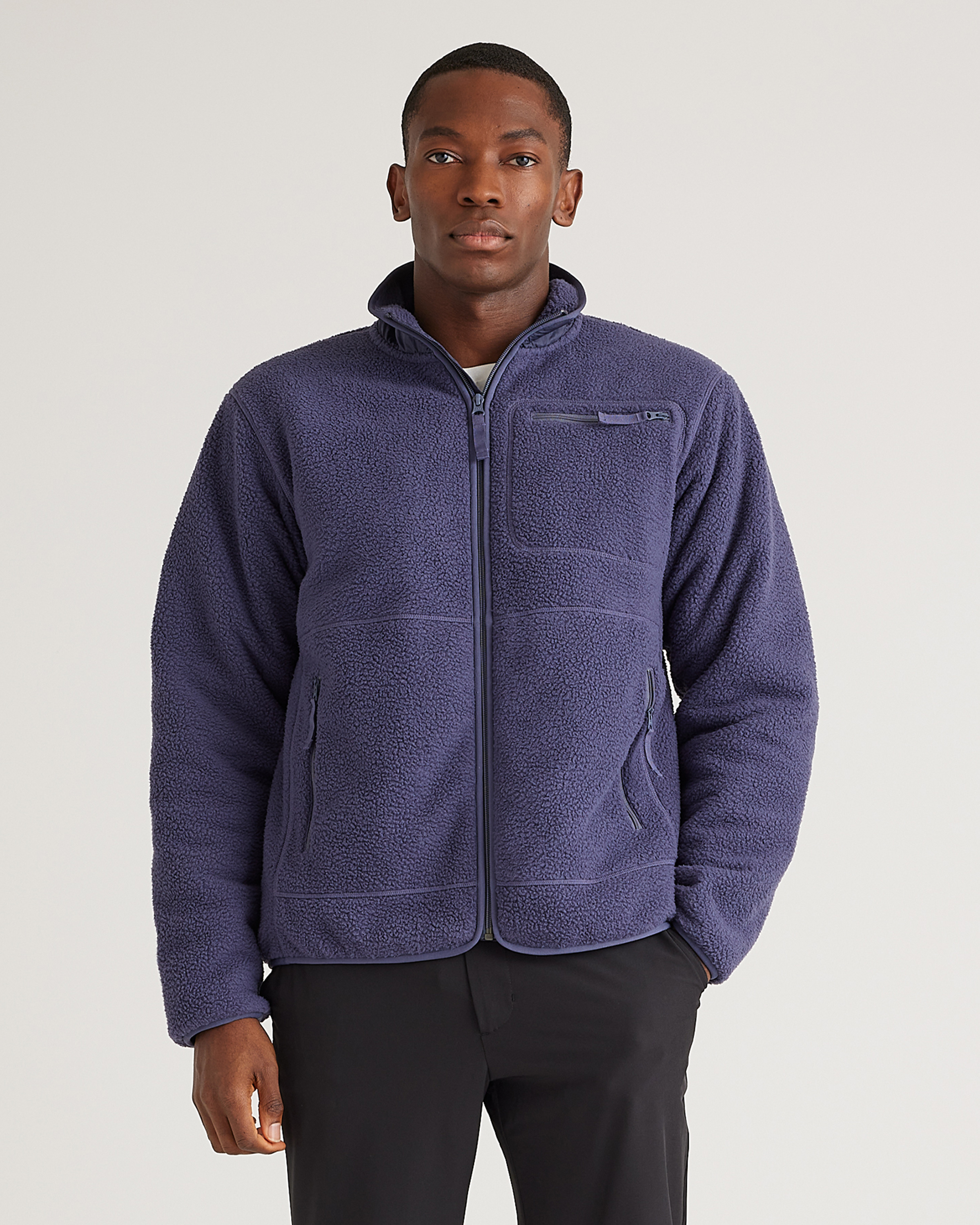 Shop Quince Men's Sherpa Full Zip Jacket In Navy