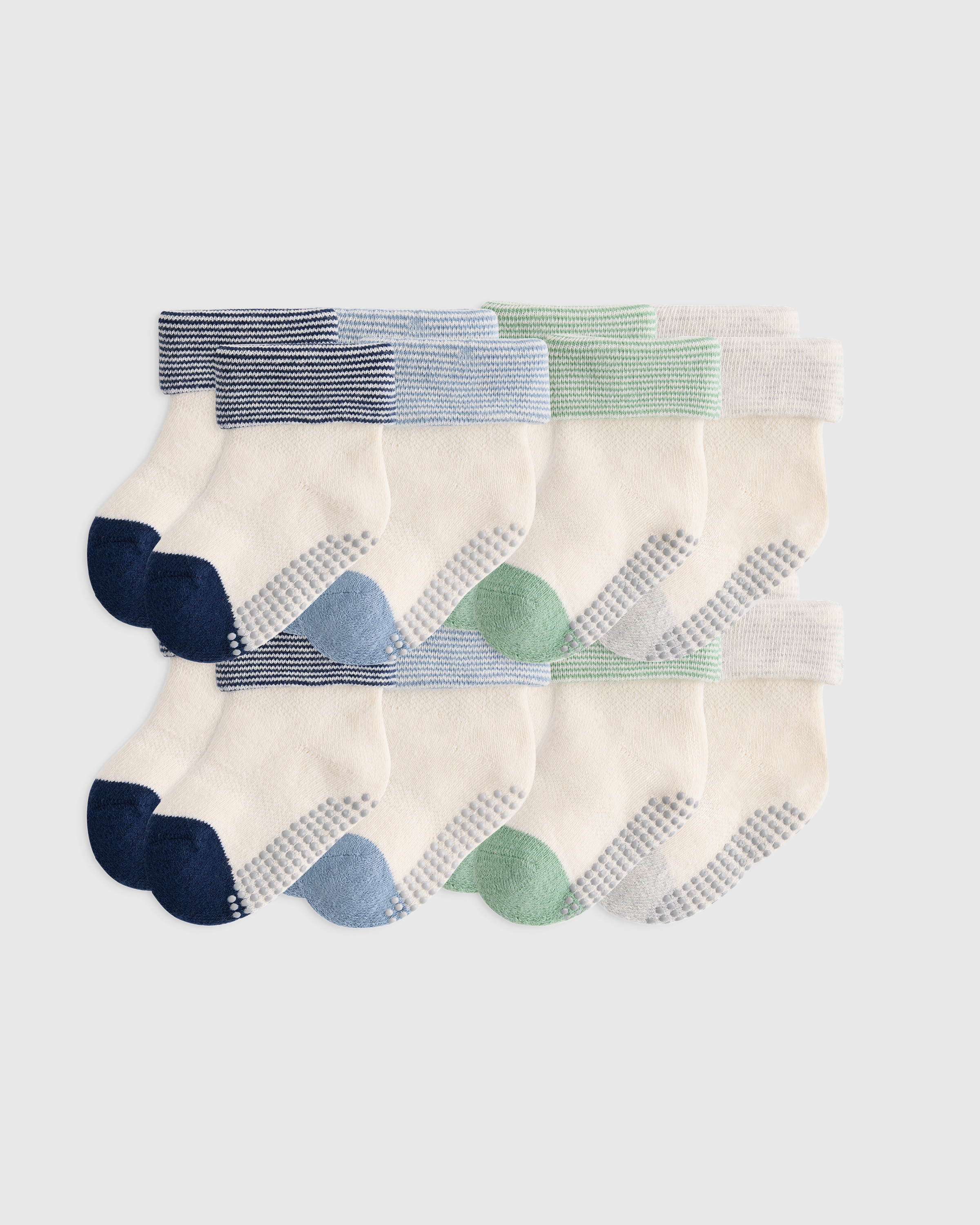 Organic Cotton Gripper Fold Over Socks 8-Pack - Baby
