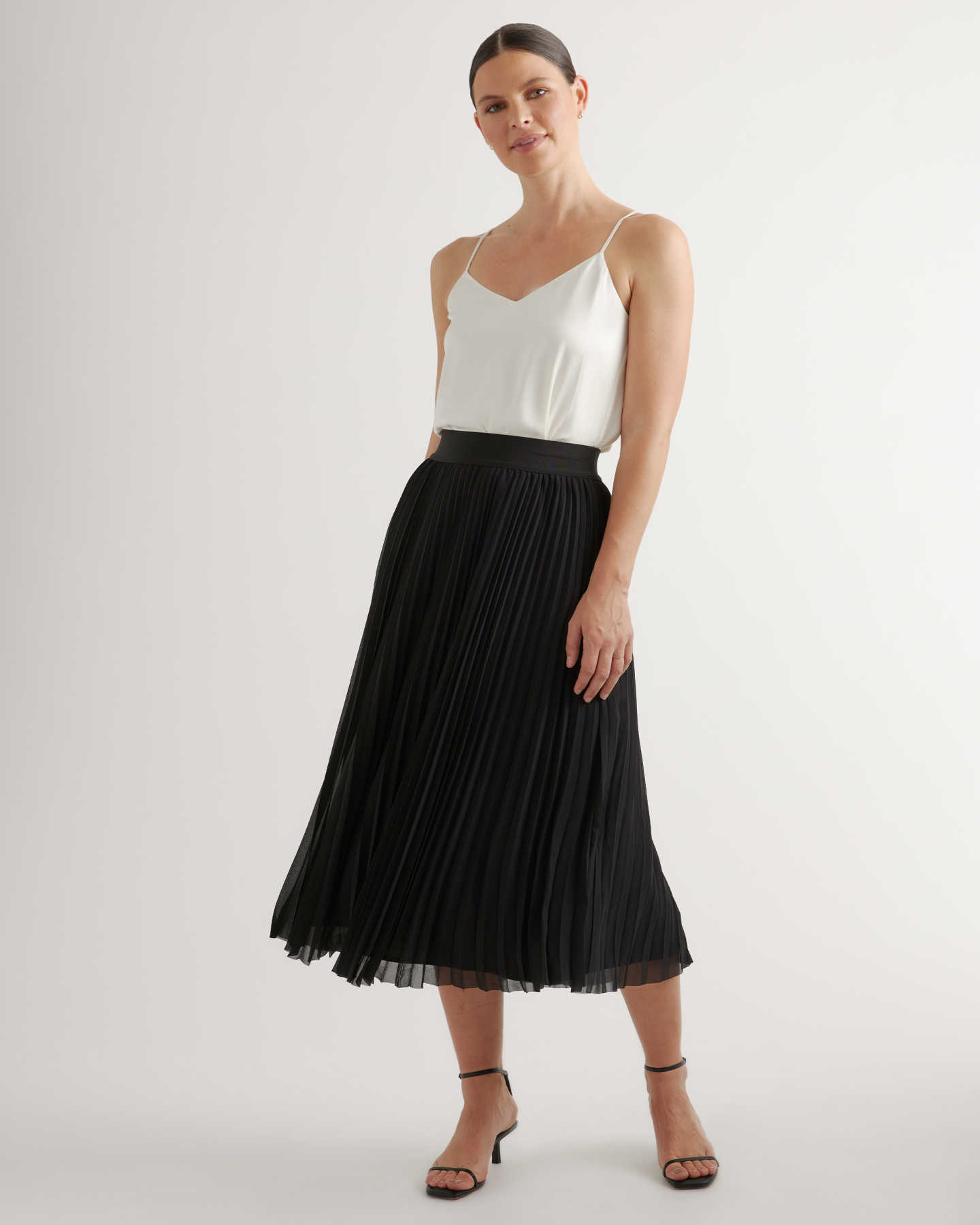 Chiffon Pleated Midi Skirt - Black - 0 - Thumbnail