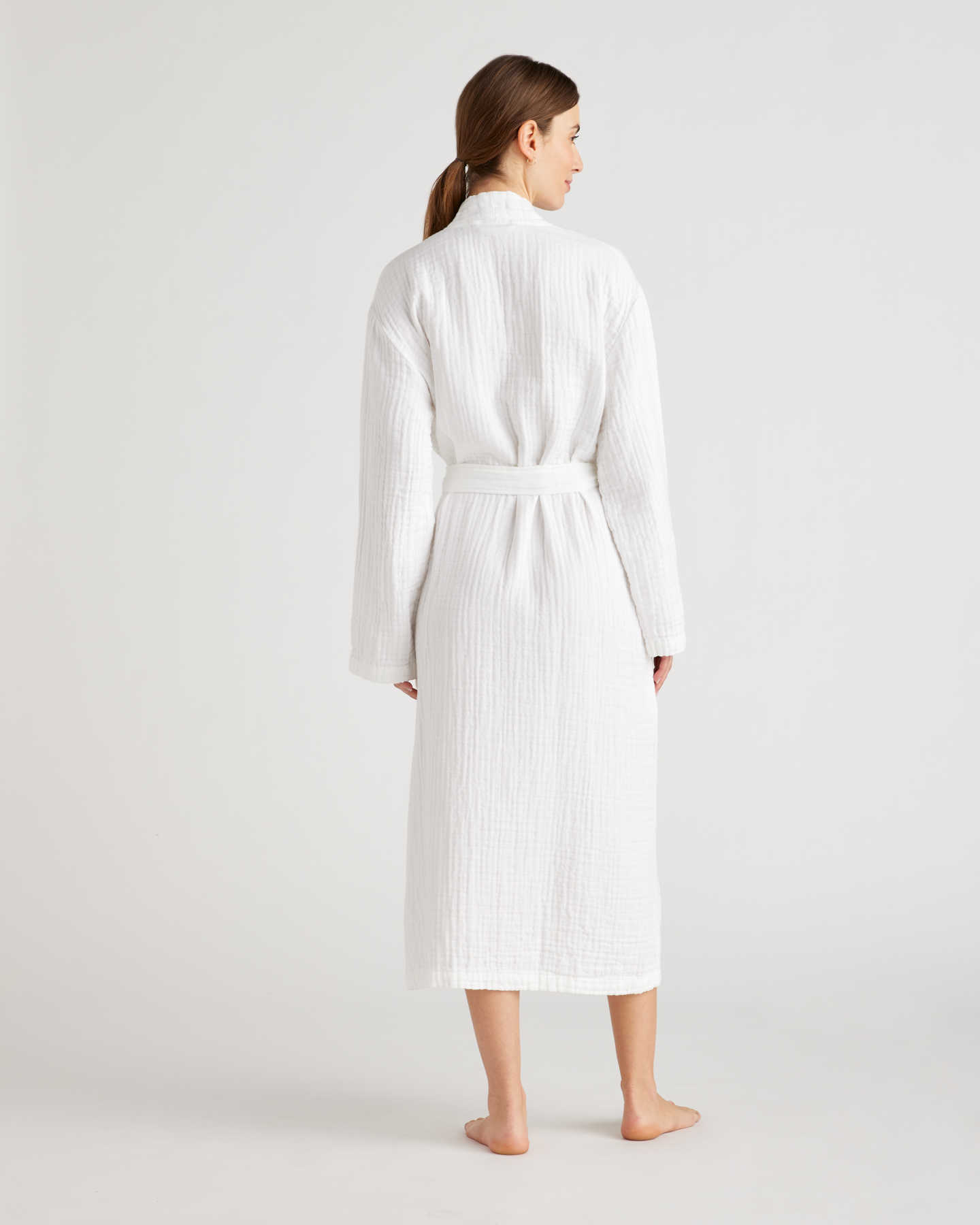 Organic Turkish Cotton Gauze Robe - White - 2 - Thumbnail