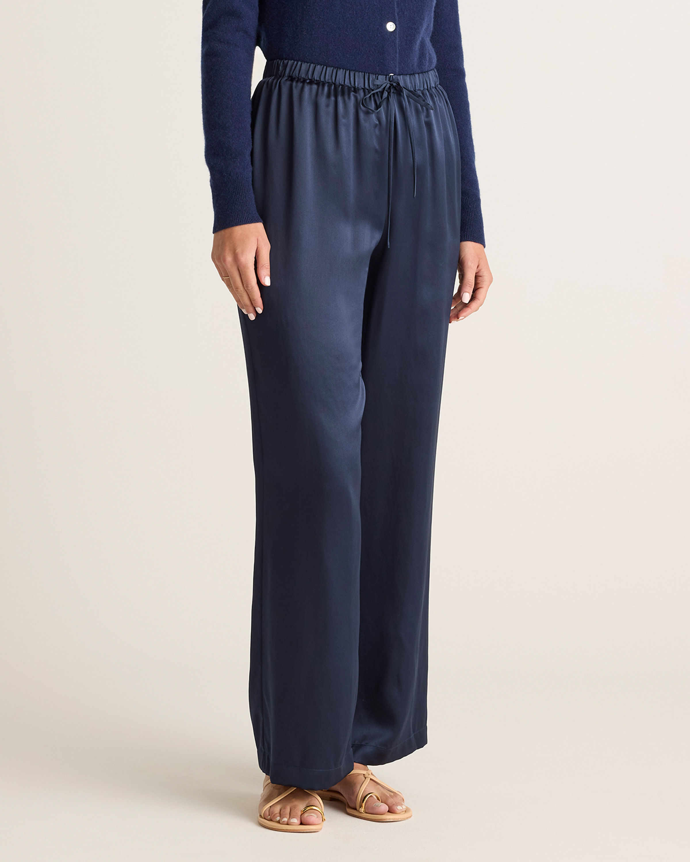 Quince Women's Drawstring Wide Leg Pants In Blue