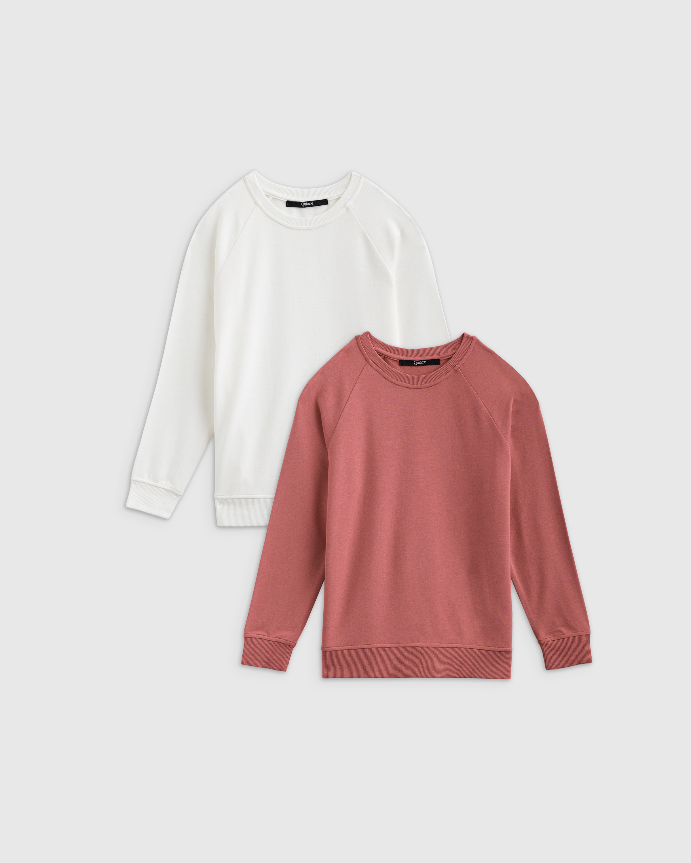 Quince French Terry Modal Crewneck Sweatshirt 2-pack In Baroque Rose/egret