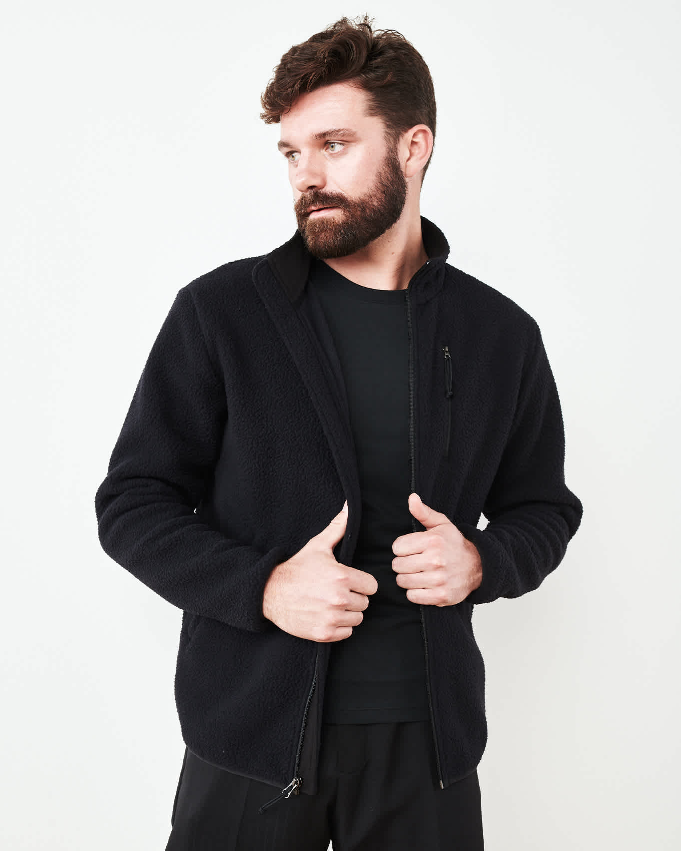 Recycled Sherpa Fleece Jacket - Black