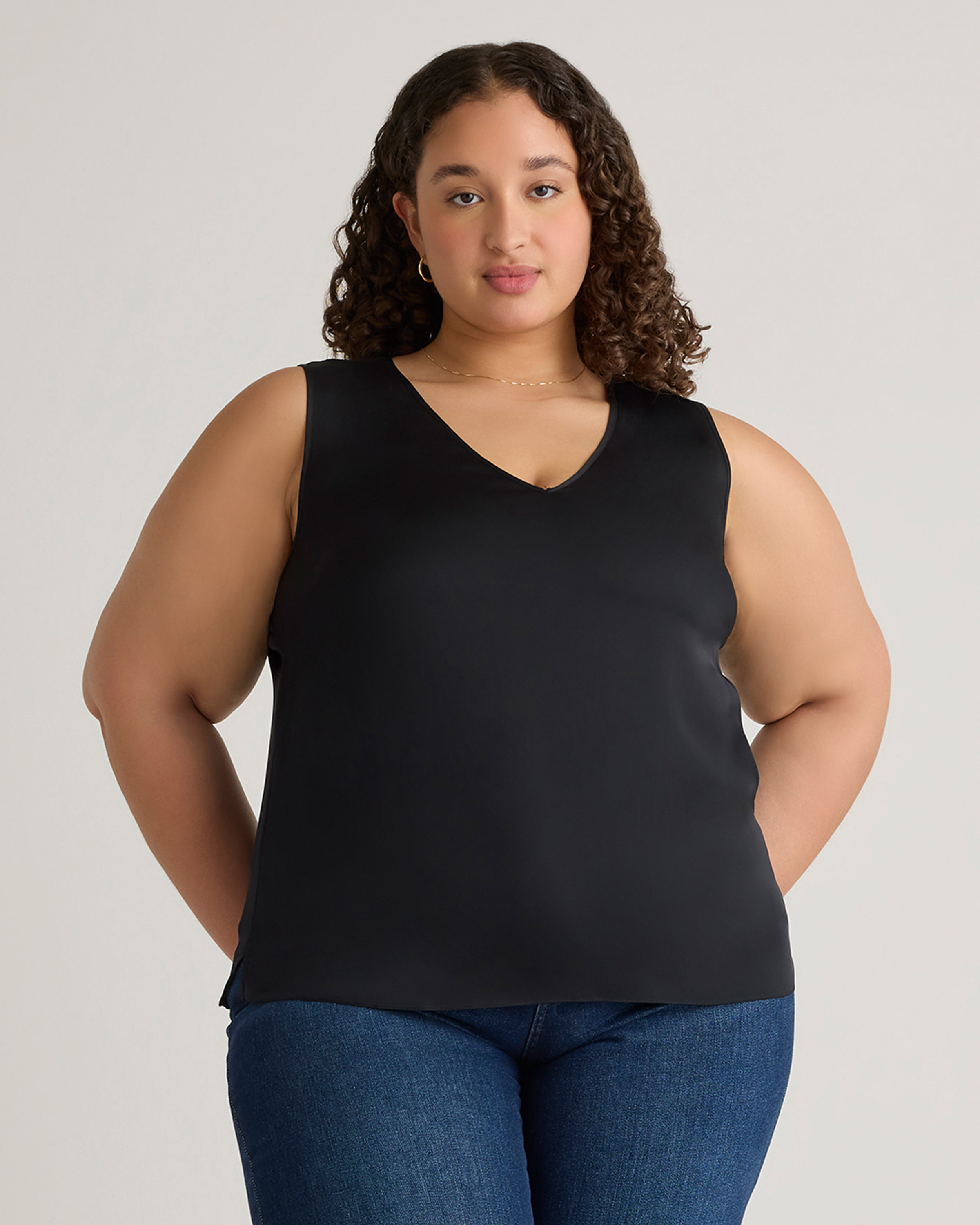 Shop Quince Women's Washable Stretch Silk Tank Top In Black