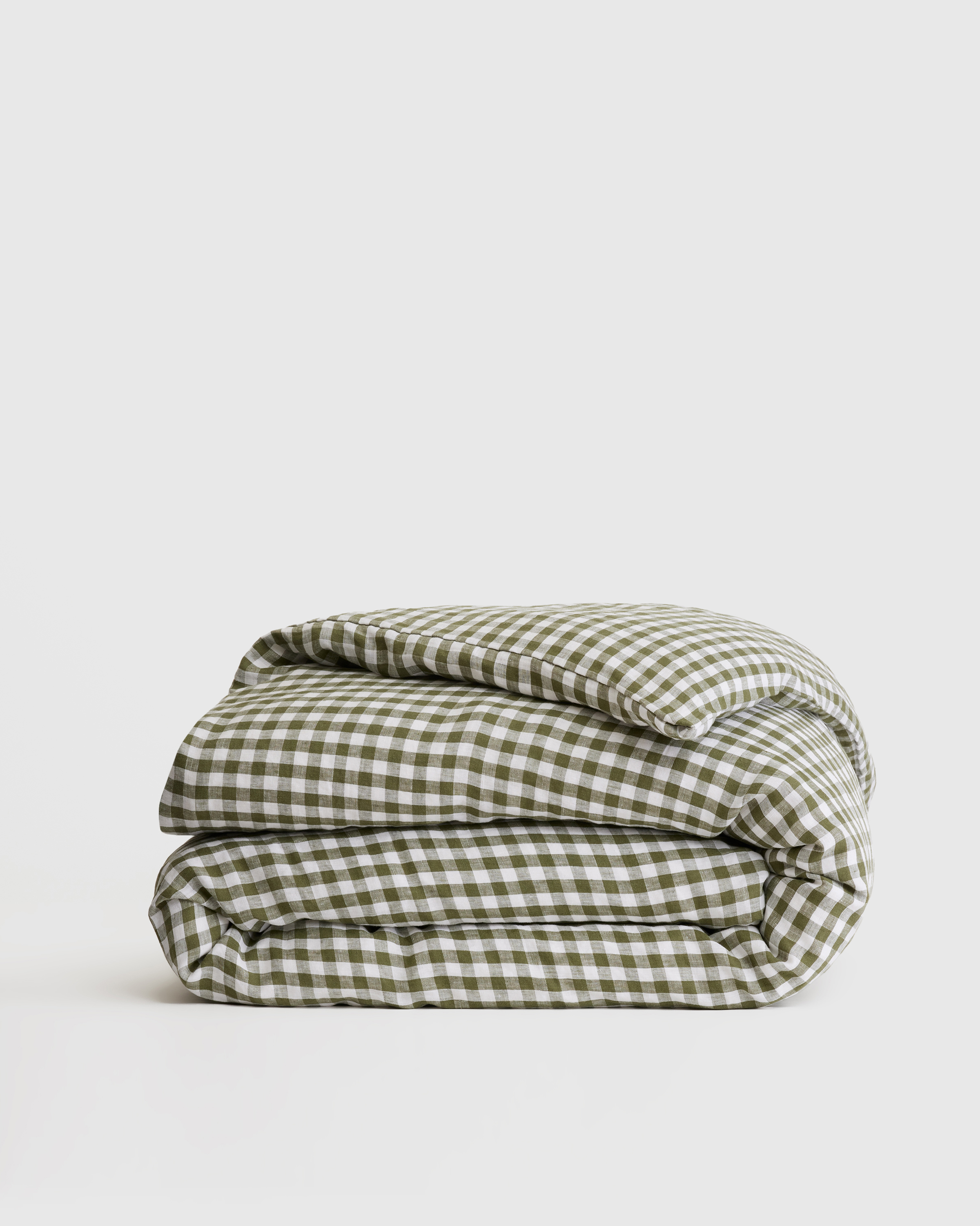 European Linen Gingham Duvet Cover - cafe OR Willowleaf, King/Cal King