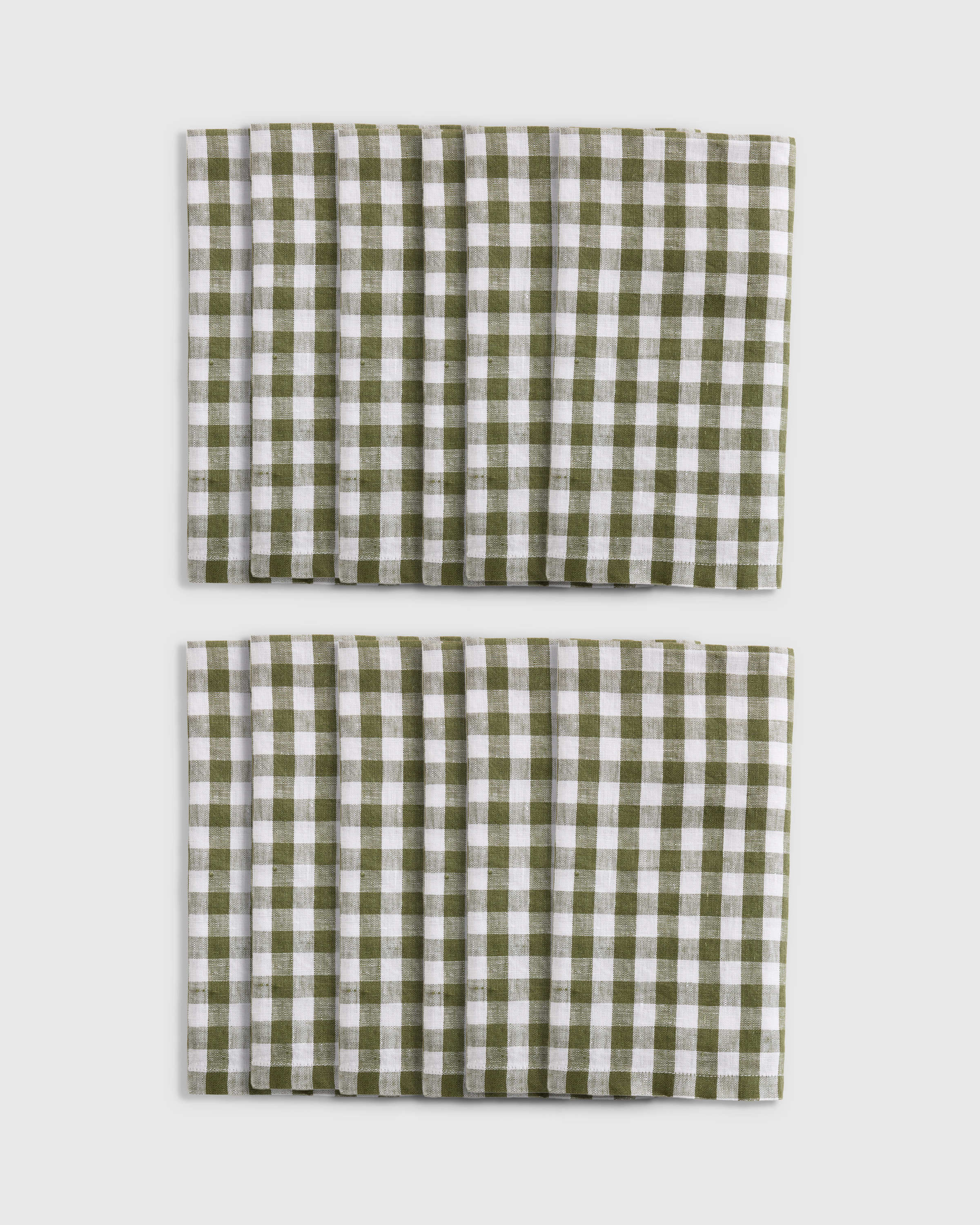 Quince European Linen Gingham Napkins In Olive