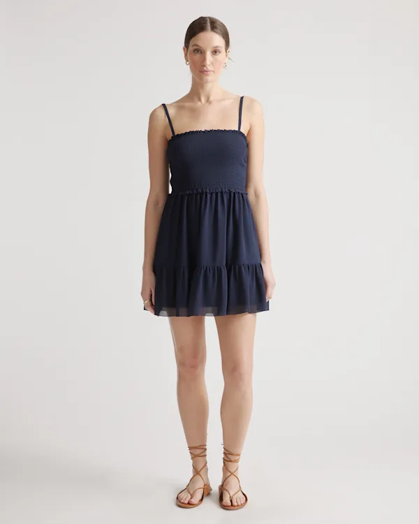 Chiffon Smocked Sleeveless Mini Dress