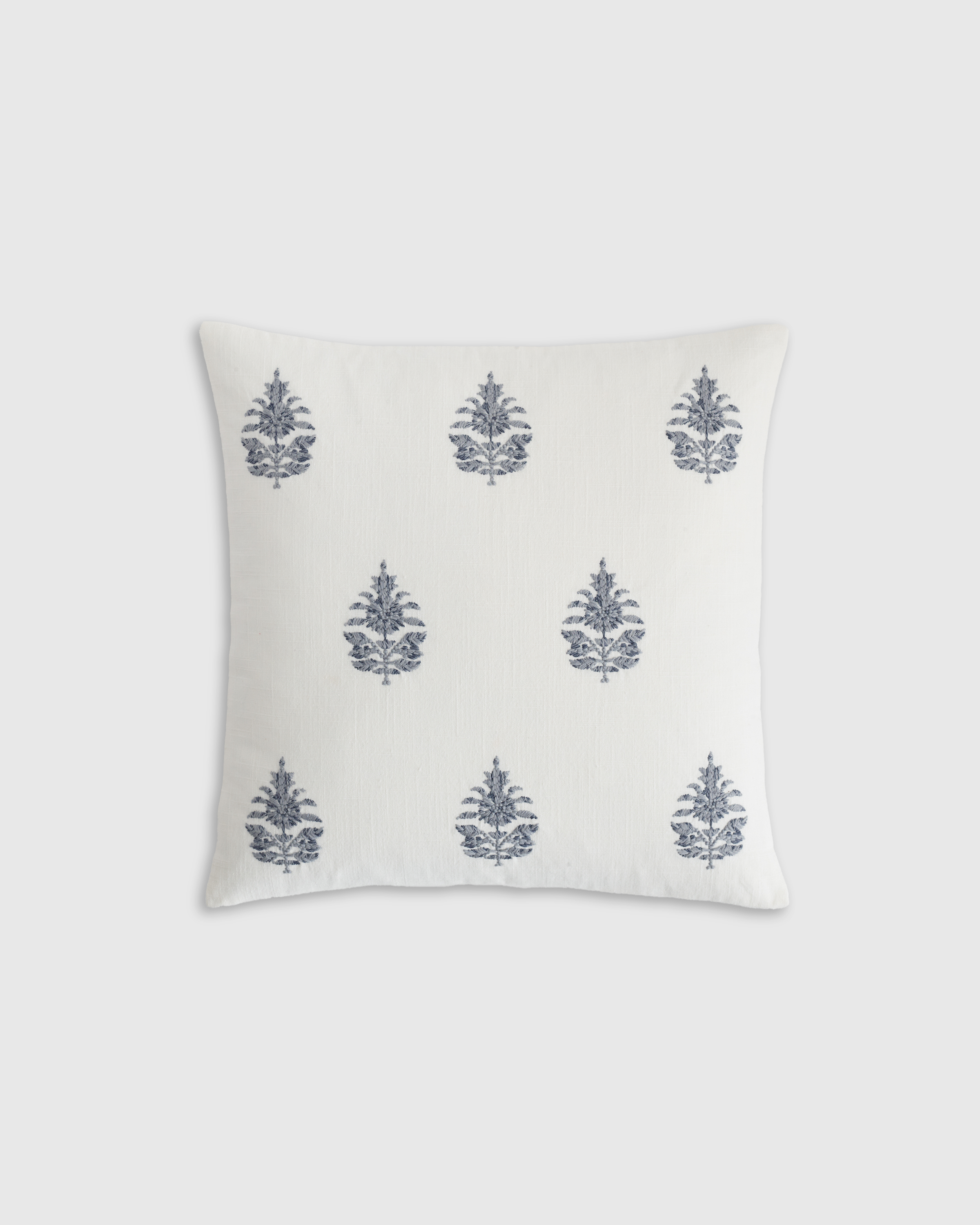 Quince Block Print Embroidered Pillow Cover In Blue