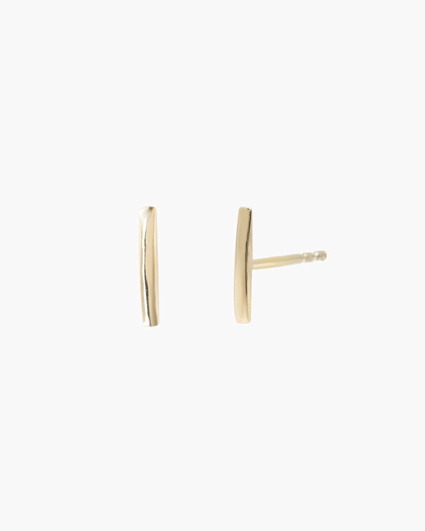 14k Gold Line Studs - Yellow Gold