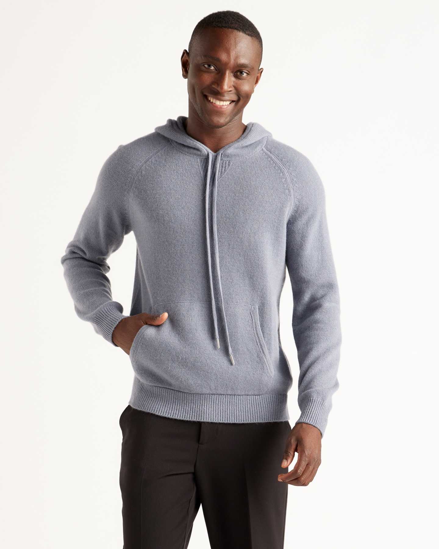 Mongolian Cashmere Pullover Hoodie - Steel Blue - 7