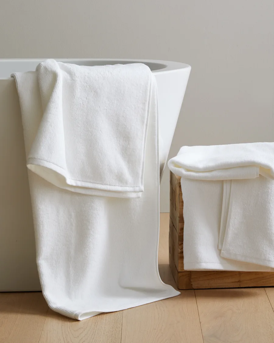 Towels Ribbed White BathTowels 2646