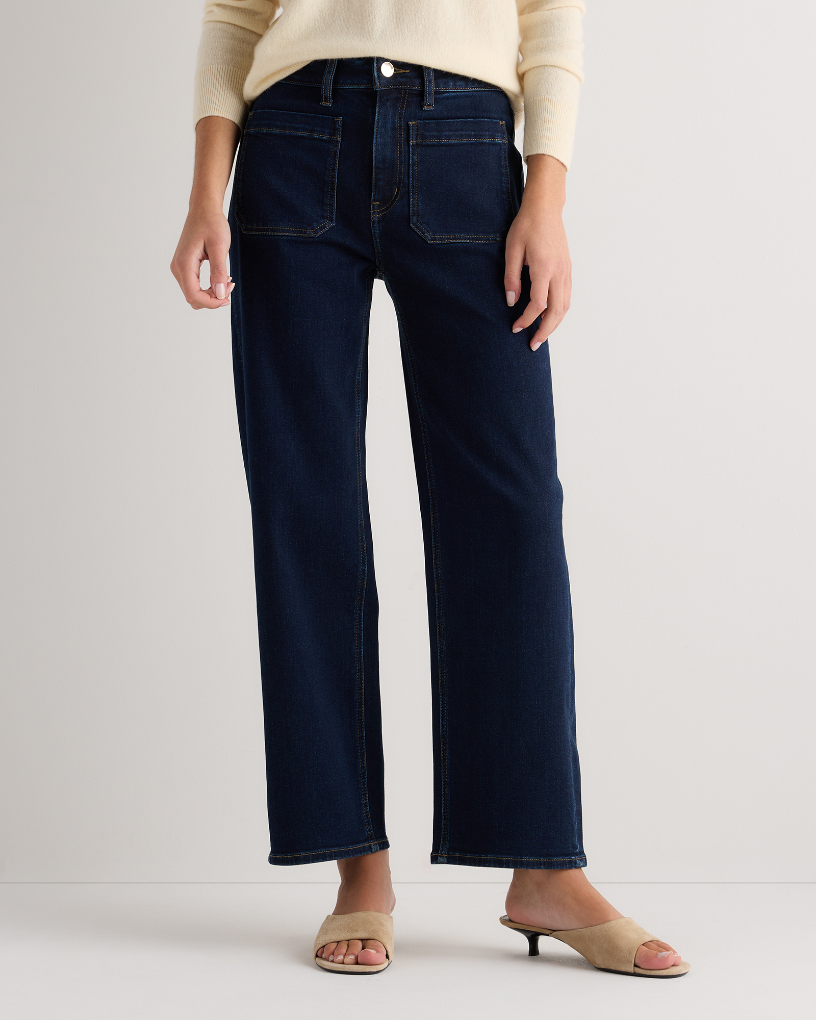 Bella Stretch Patch Pocket Wide Leg Jeans