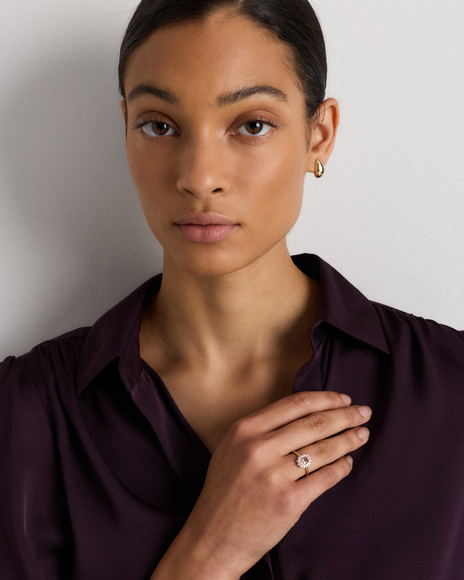 14K Gold Lab Grown Diamond and Morganite Halo Ring - thumbnail 4