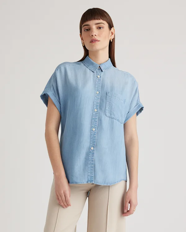 Chambray Tencel Short Sleeve Shirt