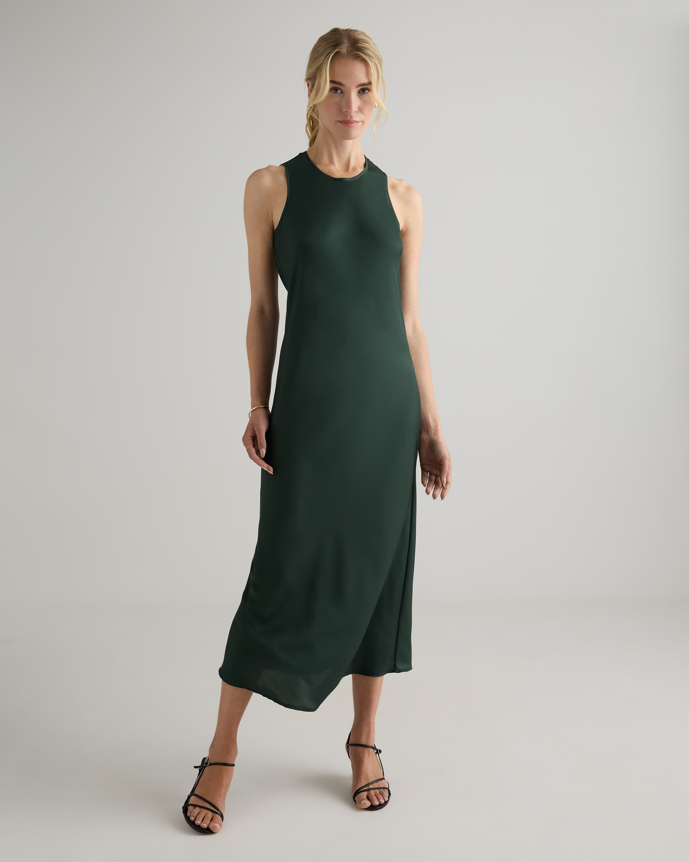 Washable Stretch Silk Tank Midi Dress