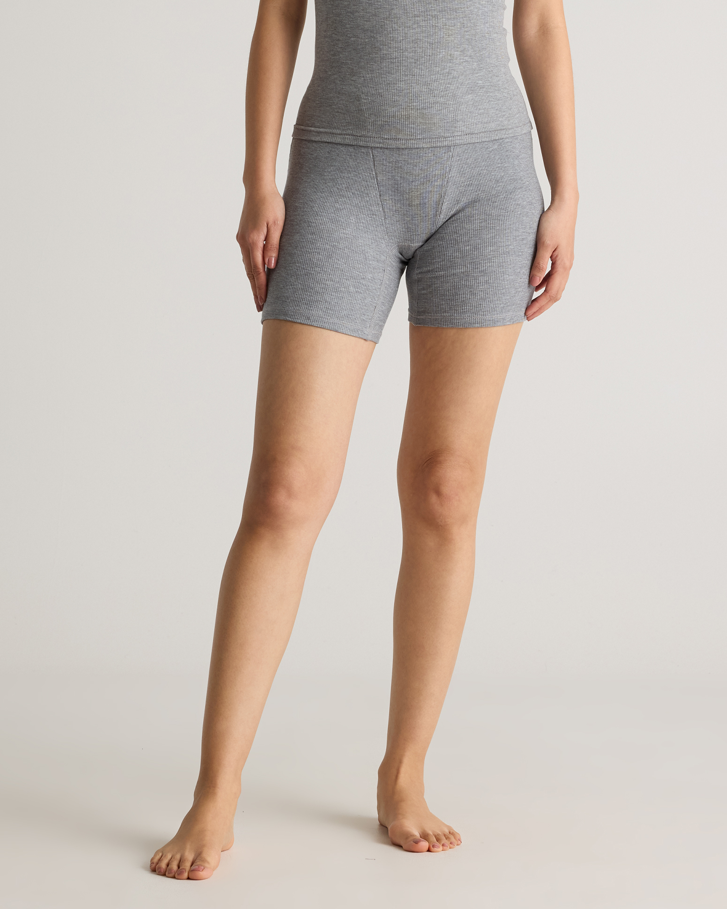 Quince Women's Tencel Rib Knit Lounge Boxer In Heather Grey