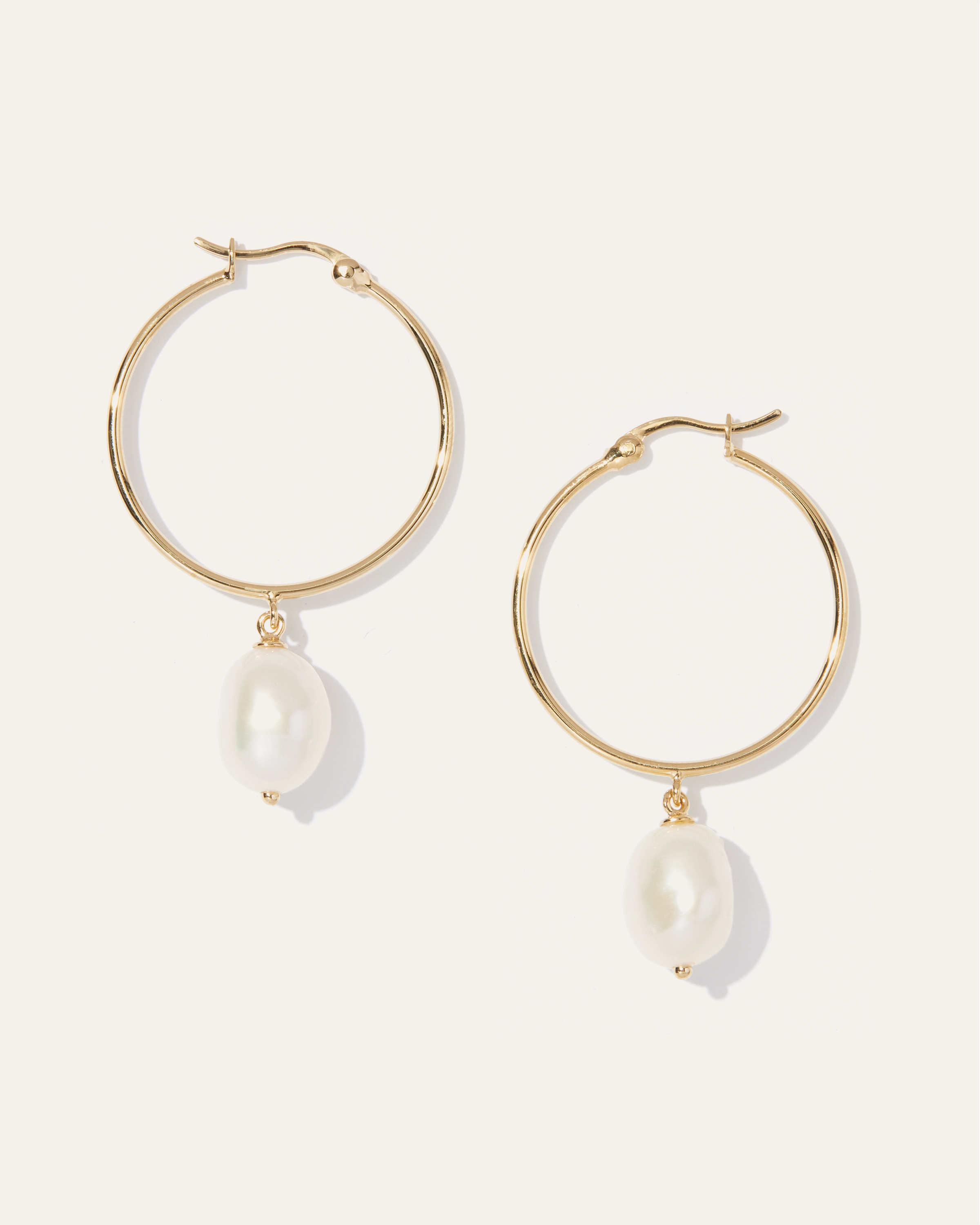 Quince Women's Large Organic Freshwater Cultured Pearl Hoop Earrings In Gold