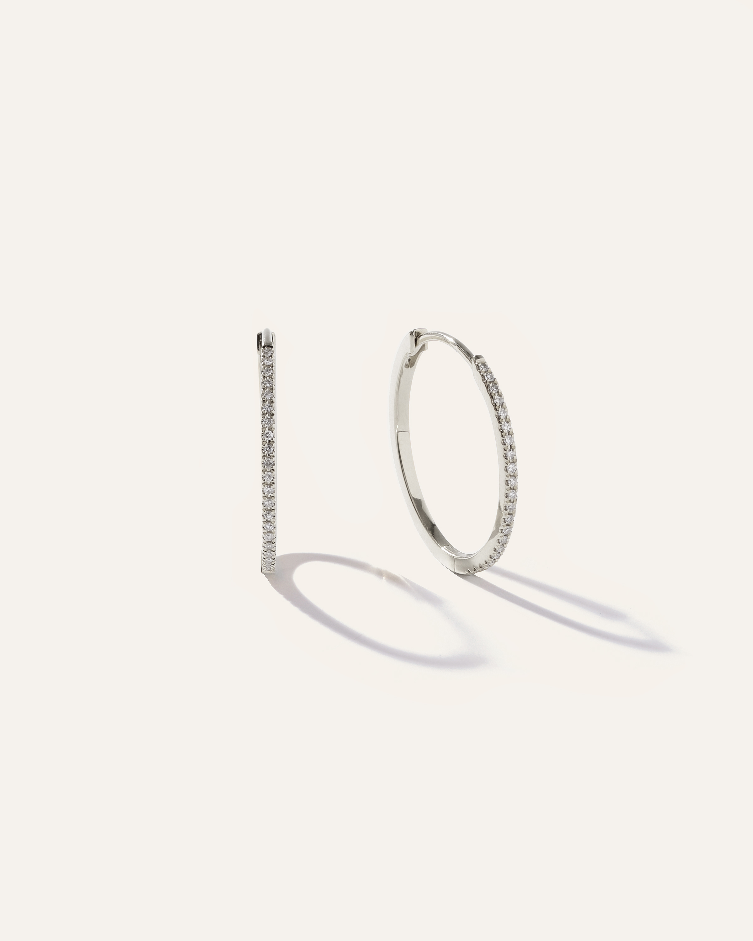 Quince Women's 14k Gold Pave Diamond Medium Hoop Earrings In Metallic