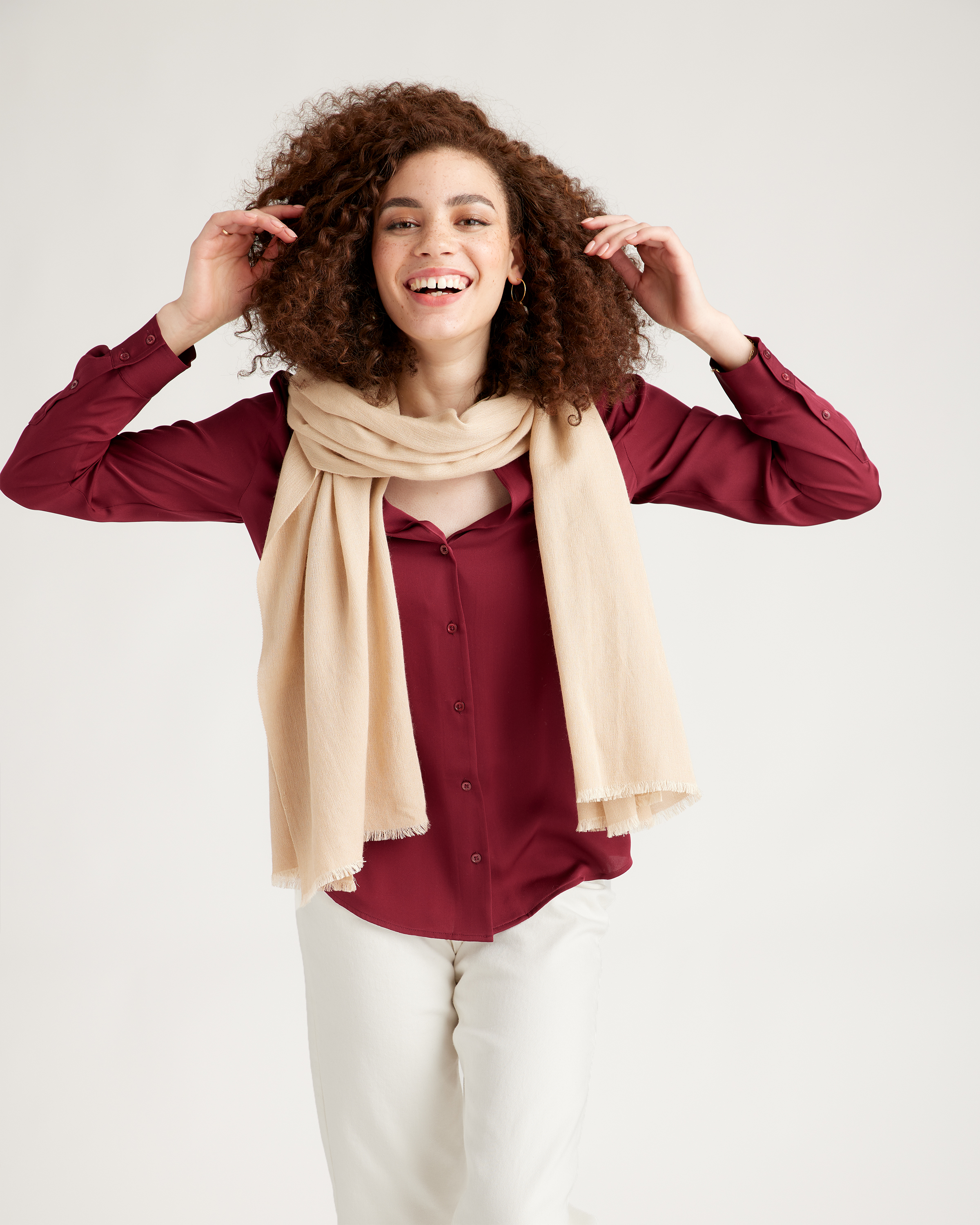 eFeatherweight Cashmere Silk Frayed Edge Scarf 2