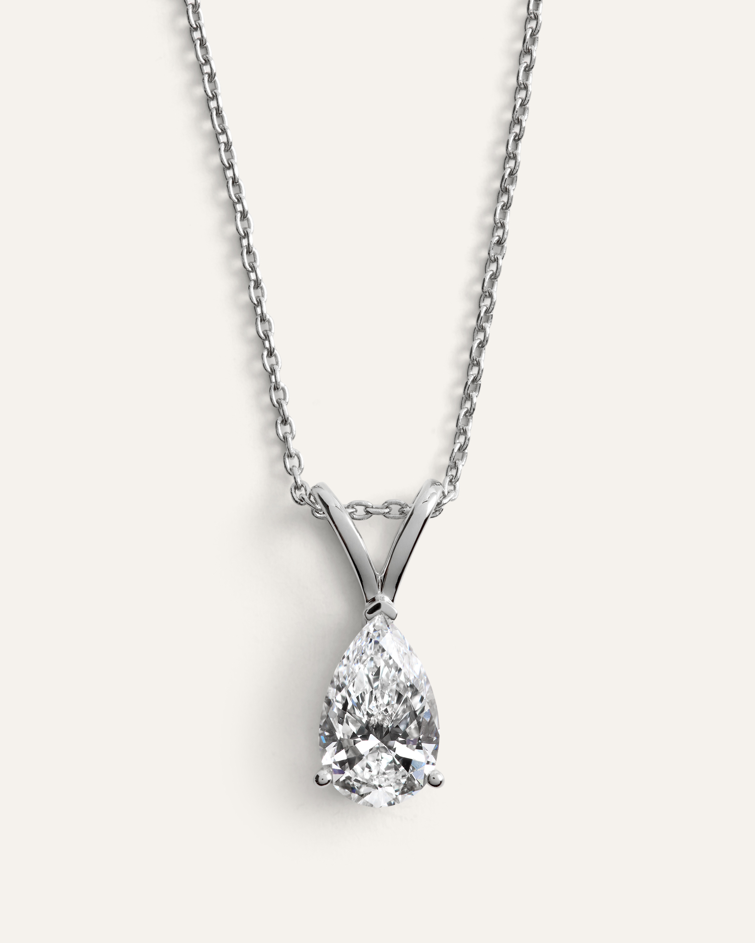 14K Gold Lab Grown Diamond Pear Solitaire Necklace - 1ctw
