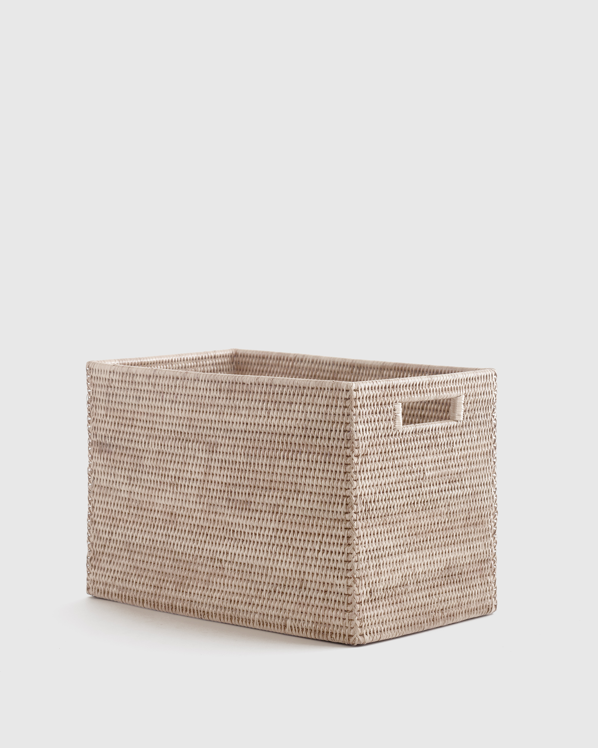 Rattan Legal Size Storage Box in White Wash