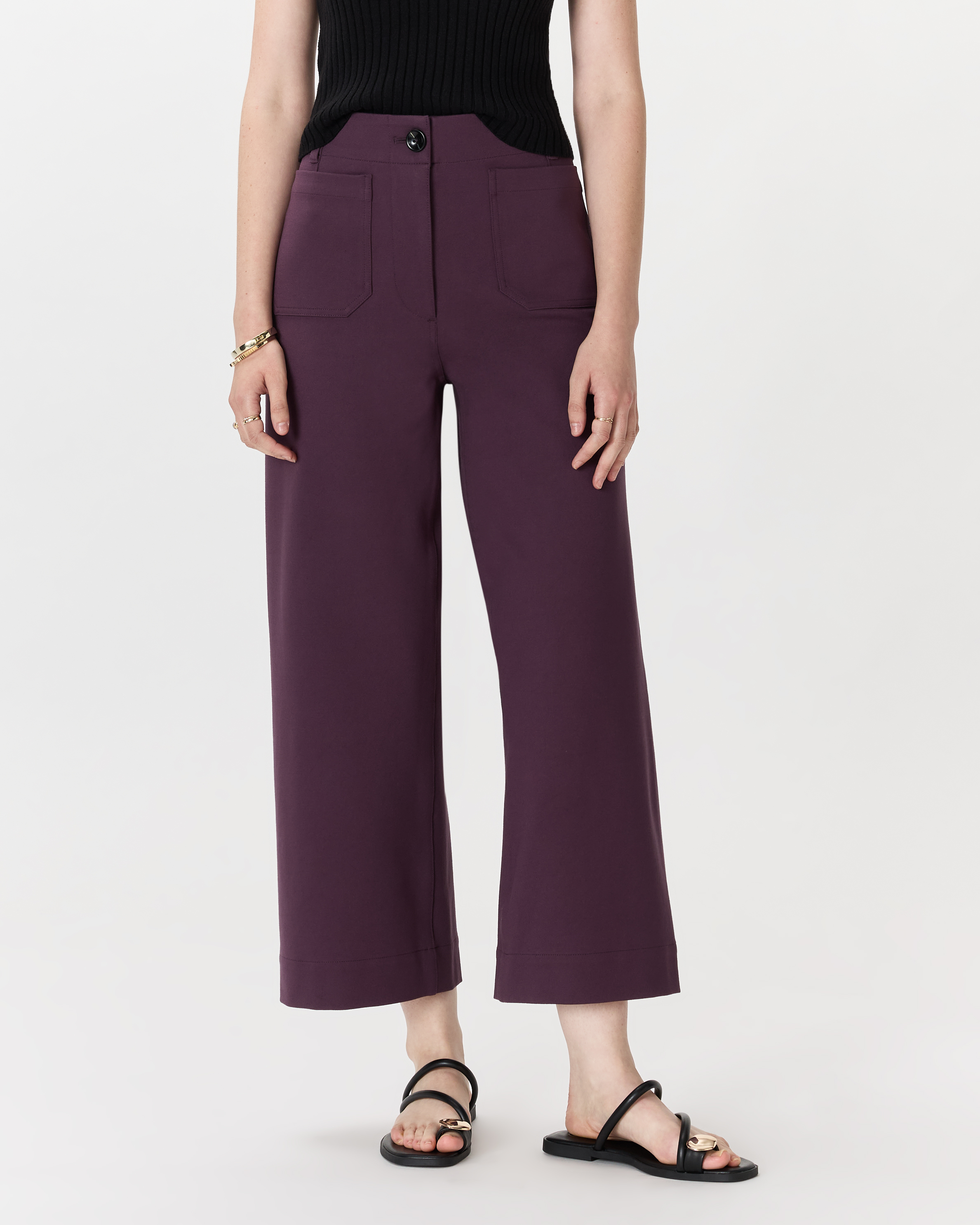 Women's Ultra-Stretch Ponte Cropped Wide Leg Pants - thumbnail 6