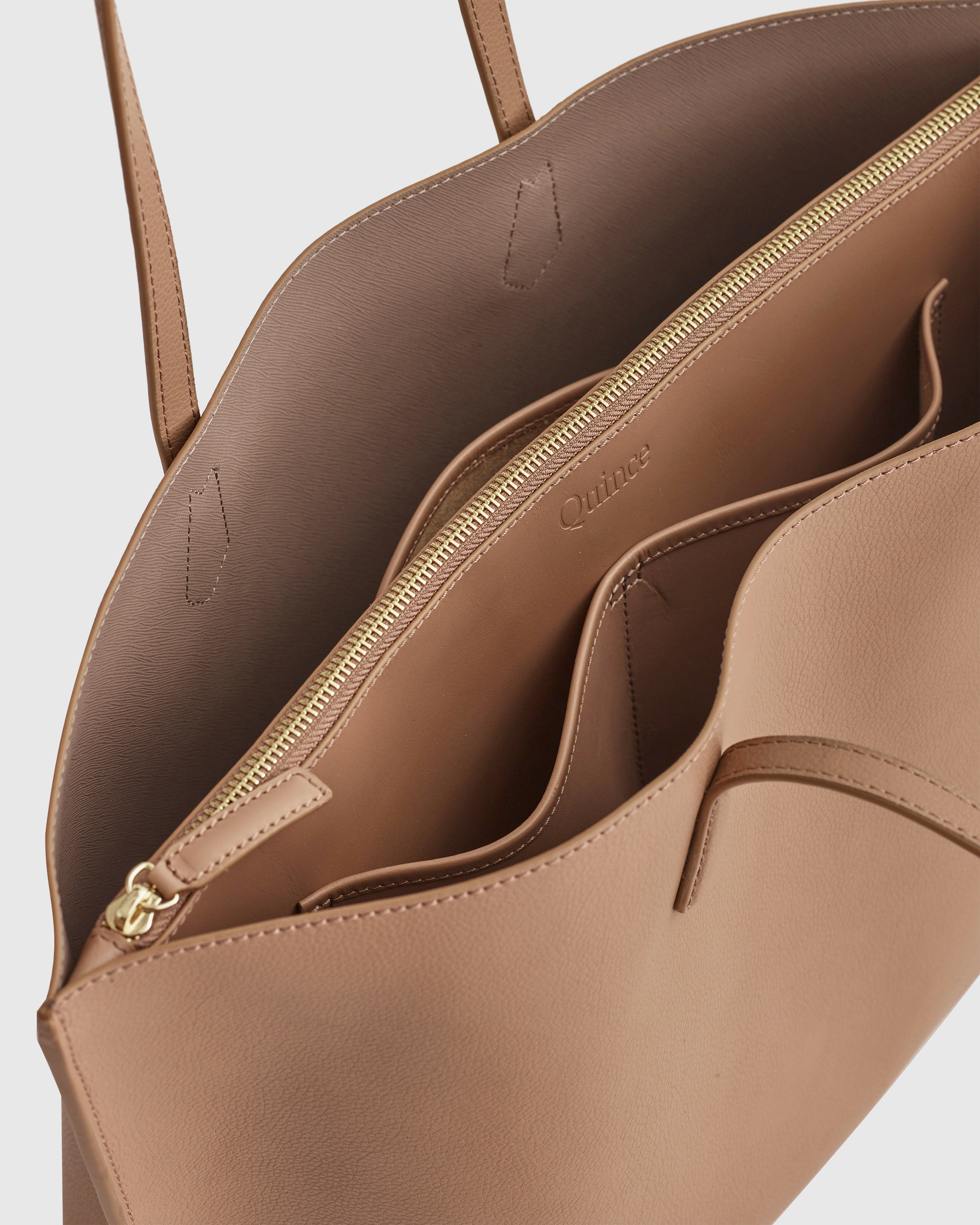 Italian Leather Triple Compartment Shopper Tote - thumbnail 8