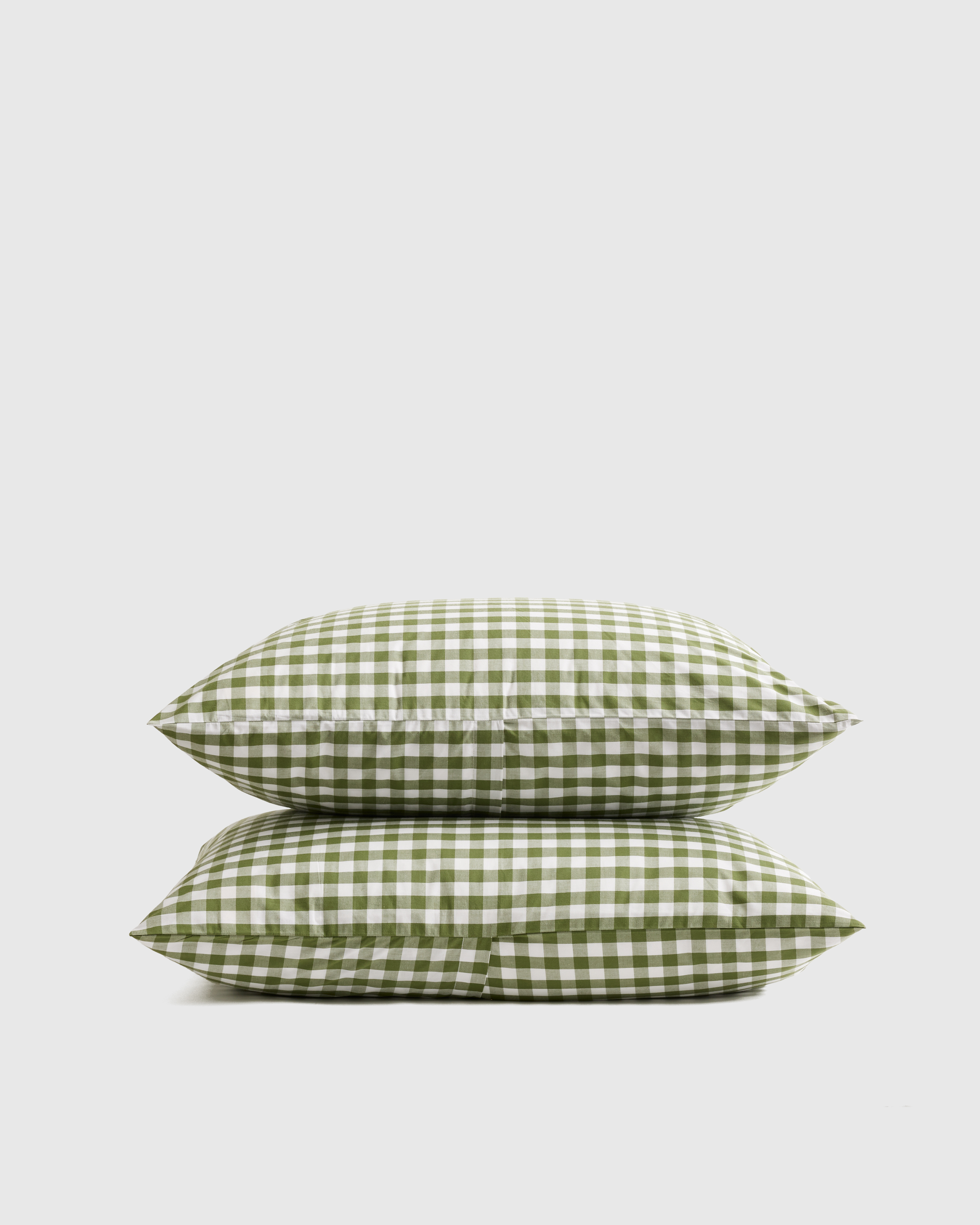 Quince Classic Organic Percale Gingham Sham Set In Green