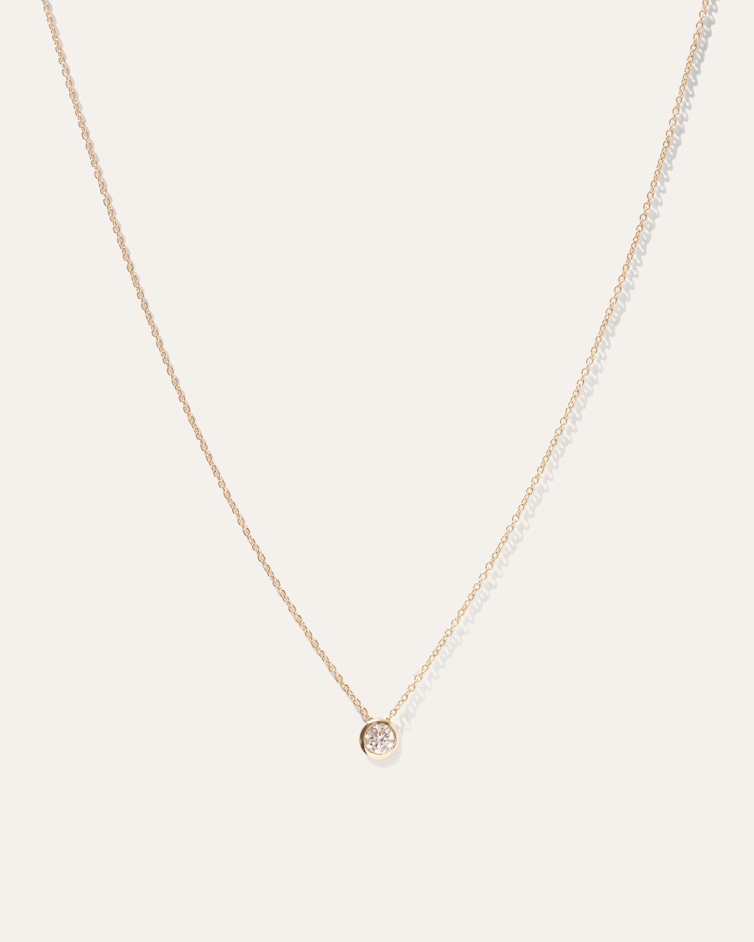 14K Gold Diamond Large Diamond Bezel Necklace