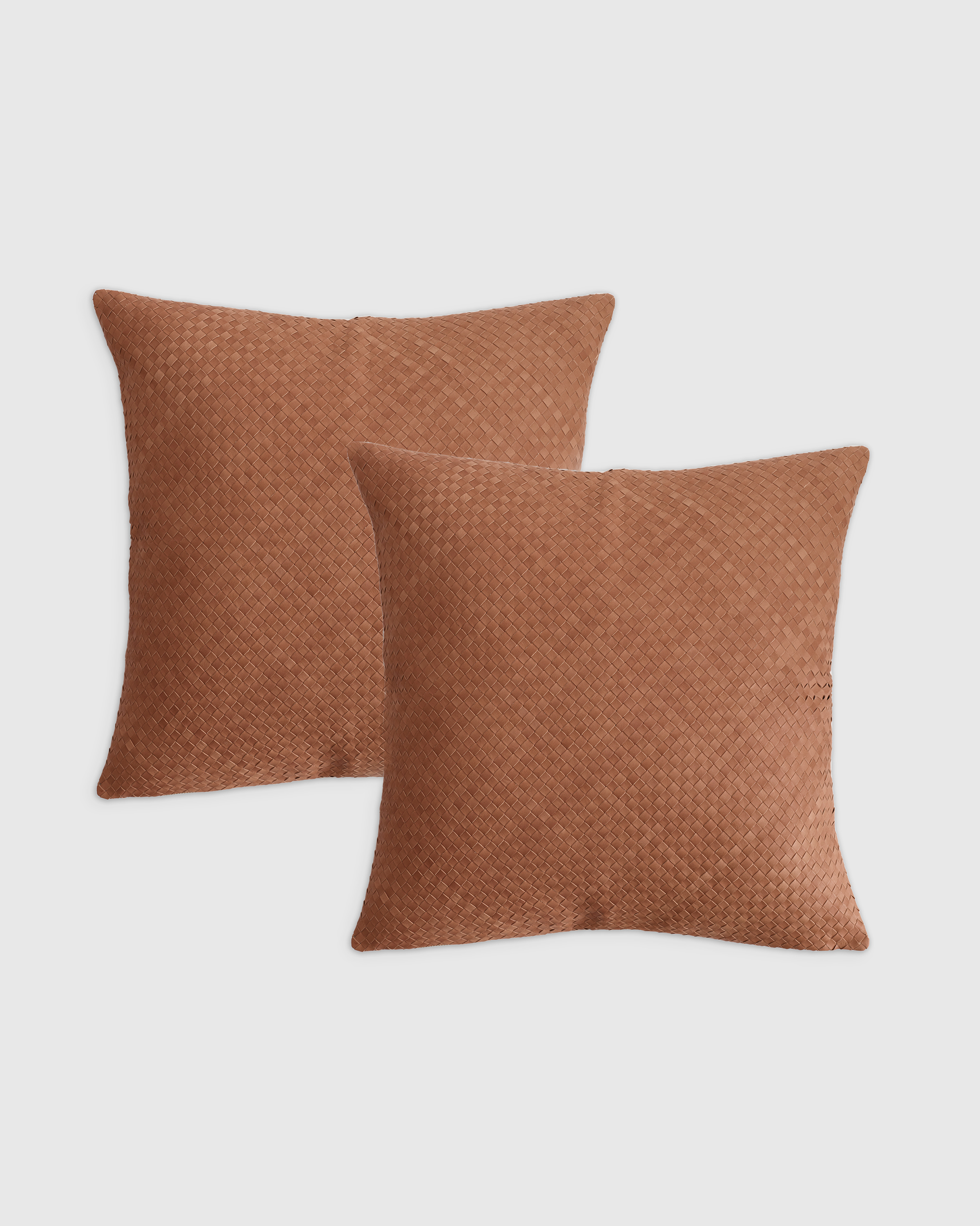 Quince Woven Leather Pillow Cover Set Of 2 In Chestnut