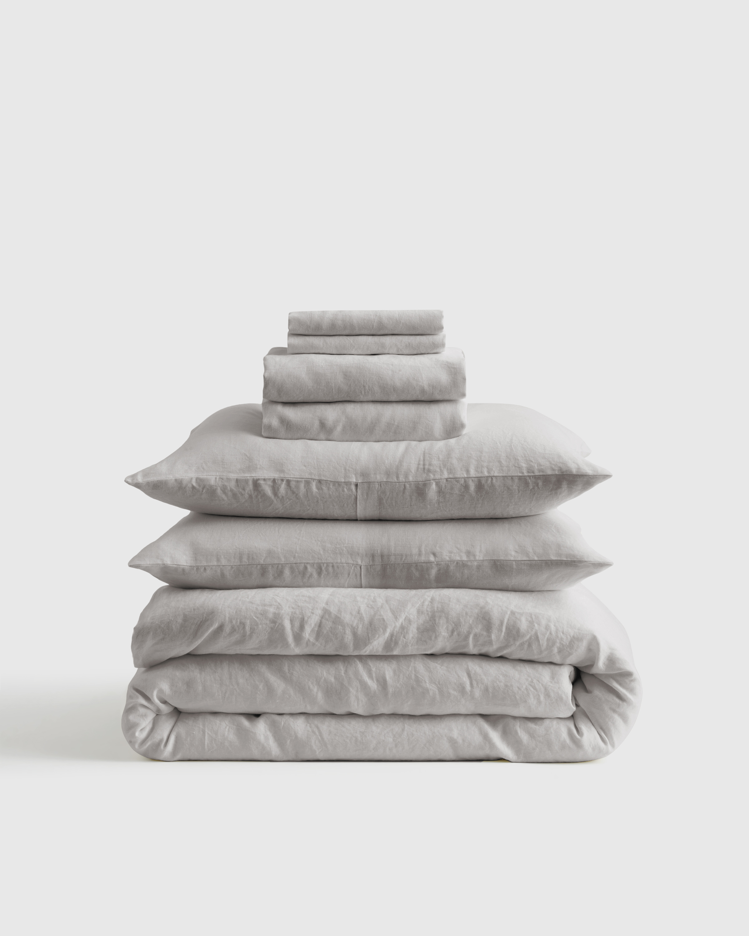european linen deluxe bedding bundle, full, light grey